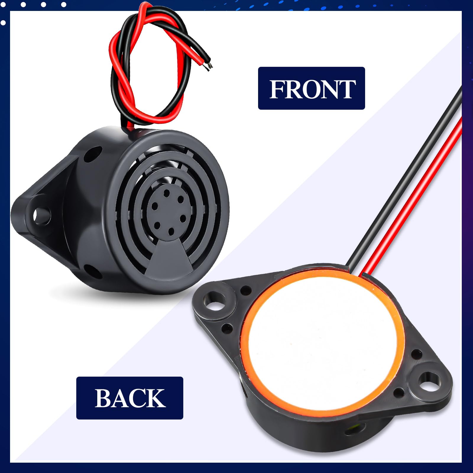 Geiserailie 6 Pcs Dc 3 24V 95 Db Electronic Buzzer Active Piezo Buzzer Alarm Sounder Continuous Sound Beep, Black