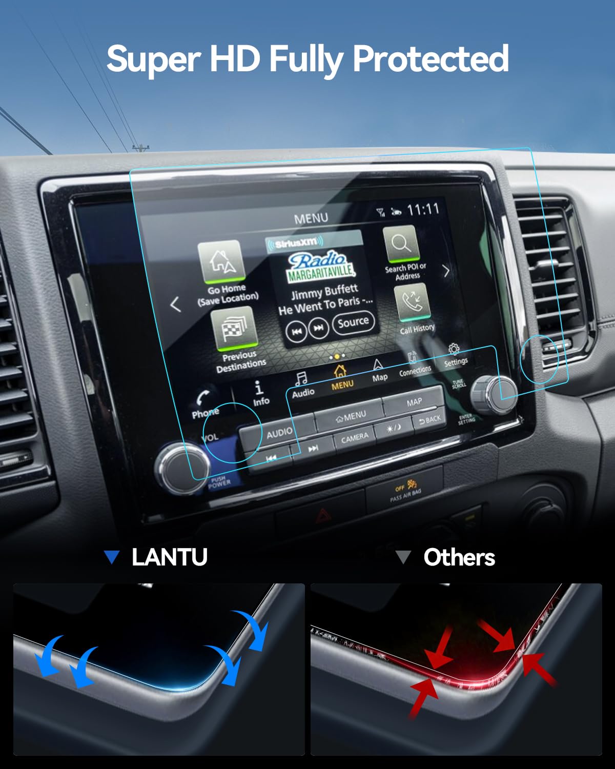 Lantu Car Screen Protector For 2024 2023 2022 Frontier Accessories Touchscreen Protector Film Tempered Glass Hd Clear Anti Finge