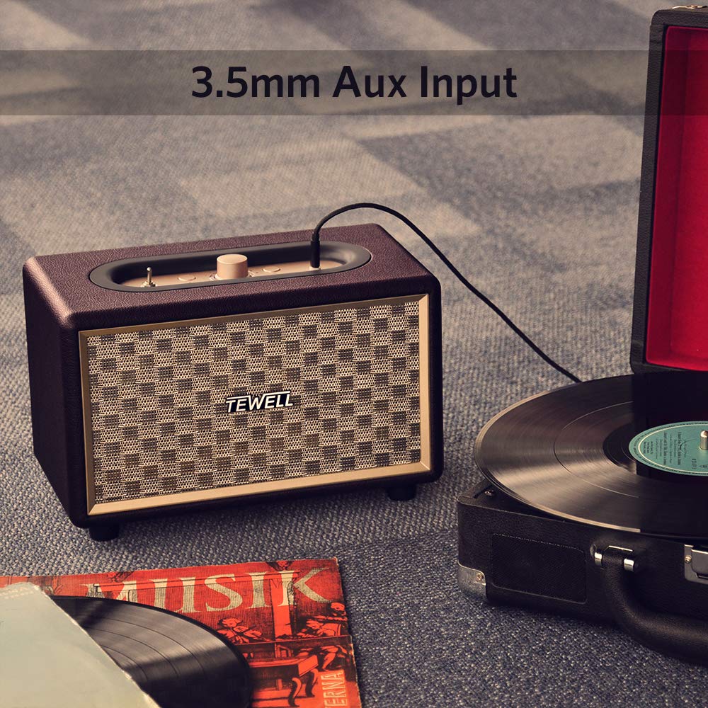 Tewell Vintage Bluetooth Speakers With Bass Enhanced Technology, Wireless & 3.5Mm Aux Input For Cellphone, Ac Powered (Upgraded