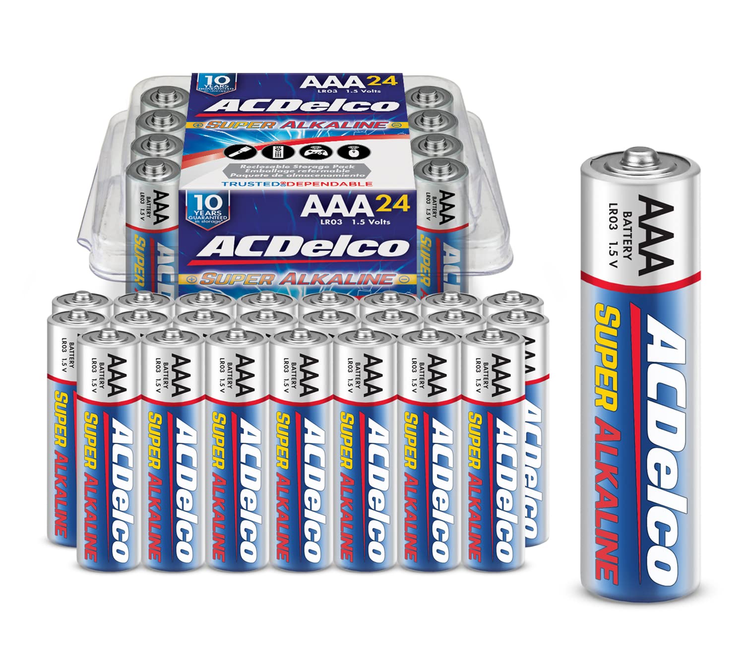 Acdelco 24 Count Aaa Batteries, Maximum Power Super Alkaline Battery, 10 Year Shelf Life