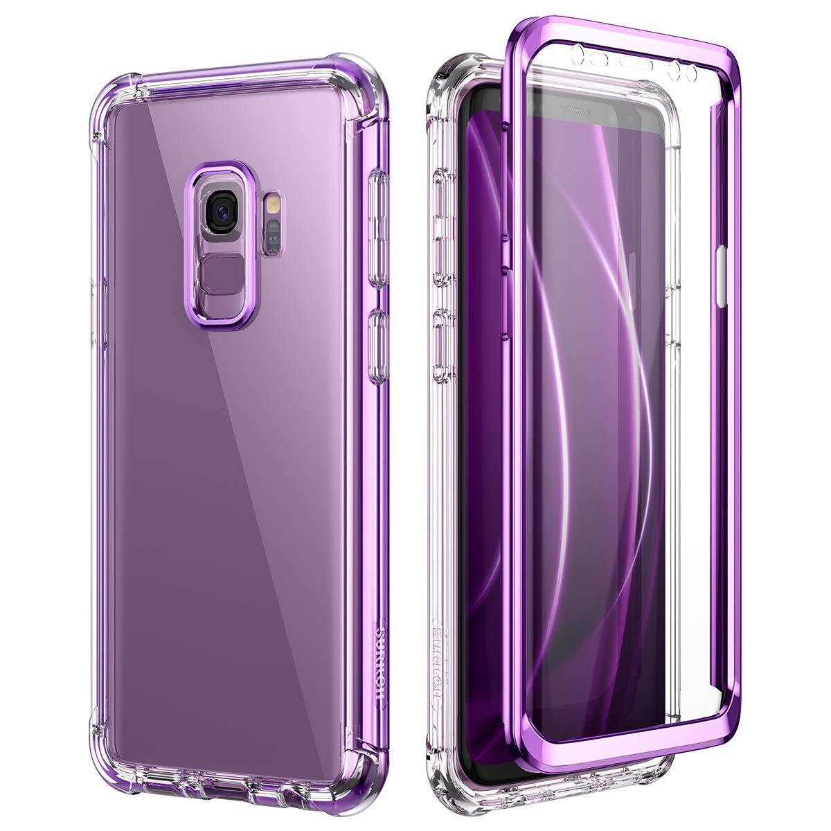 Suritch Clear Case For Galaxy S9,[Built In Screen Protector][Camera Lens Protection] Full Body Protective Hard Shell+Soft Tpu Bu