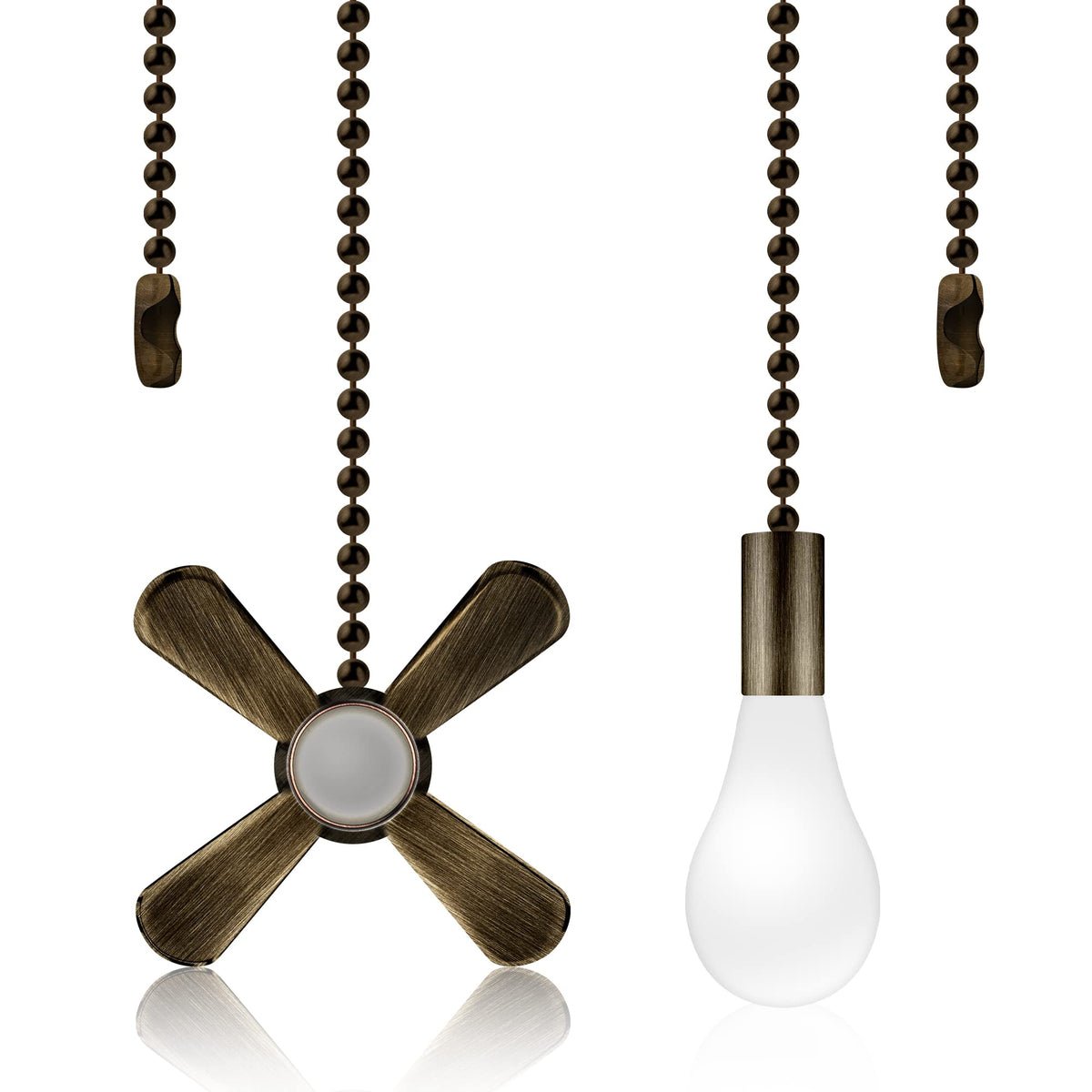 Aiigou Ceiling Fan Pull Chains With Decorative, 2 Pieces Of Copper Ceiling Fan Chain Extenders 13.6 Inches Fit All Standard Ceil