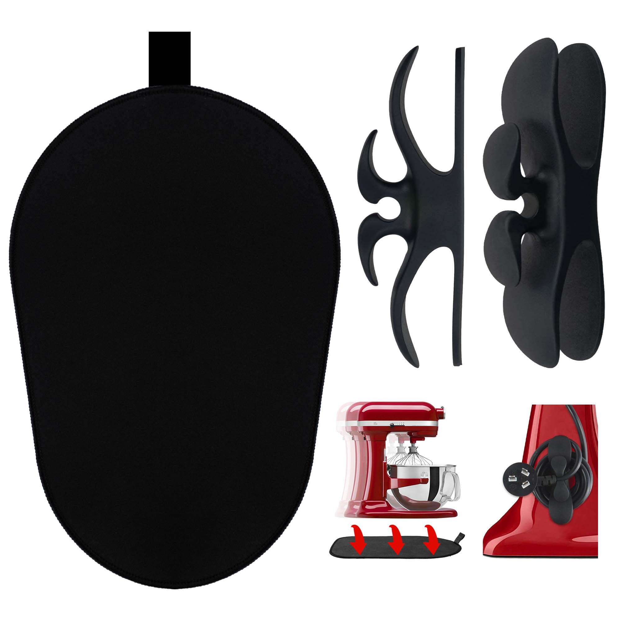 Sliding Mat For Kitchenaid Mixer With 2 Black Kitchen Accessories, Mover Slider Mat Pad For 5 8 Qt Bowl Lift Stand Mixer, Kitche