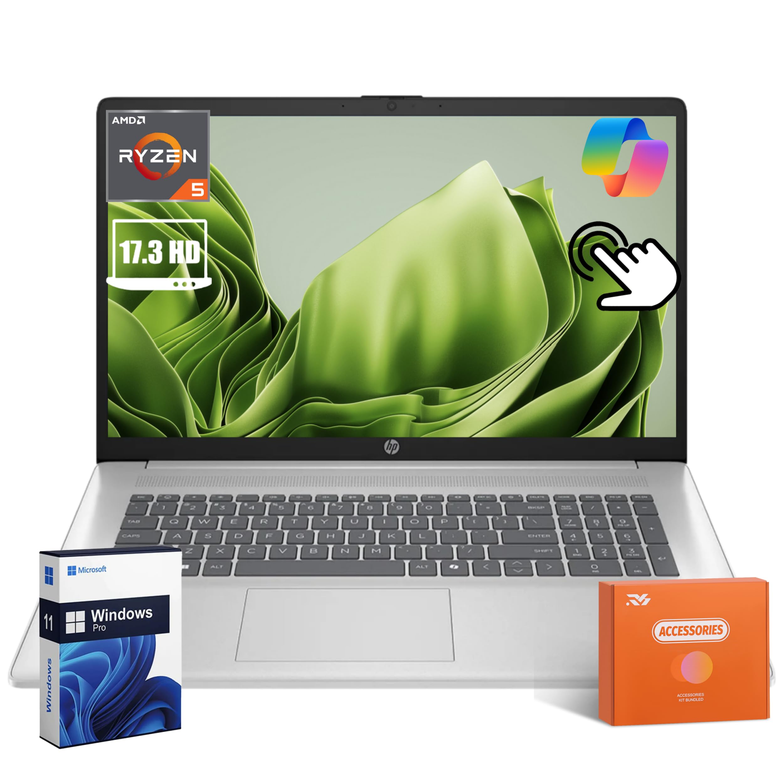 HP Flagship 17 inch Touchscreen Laptop, 16GB RAM, 1TB SSD, AMD Ryzen 5 7430U(6 Core), 17.3    HD+ Touch Display, Windows 11 Pro,