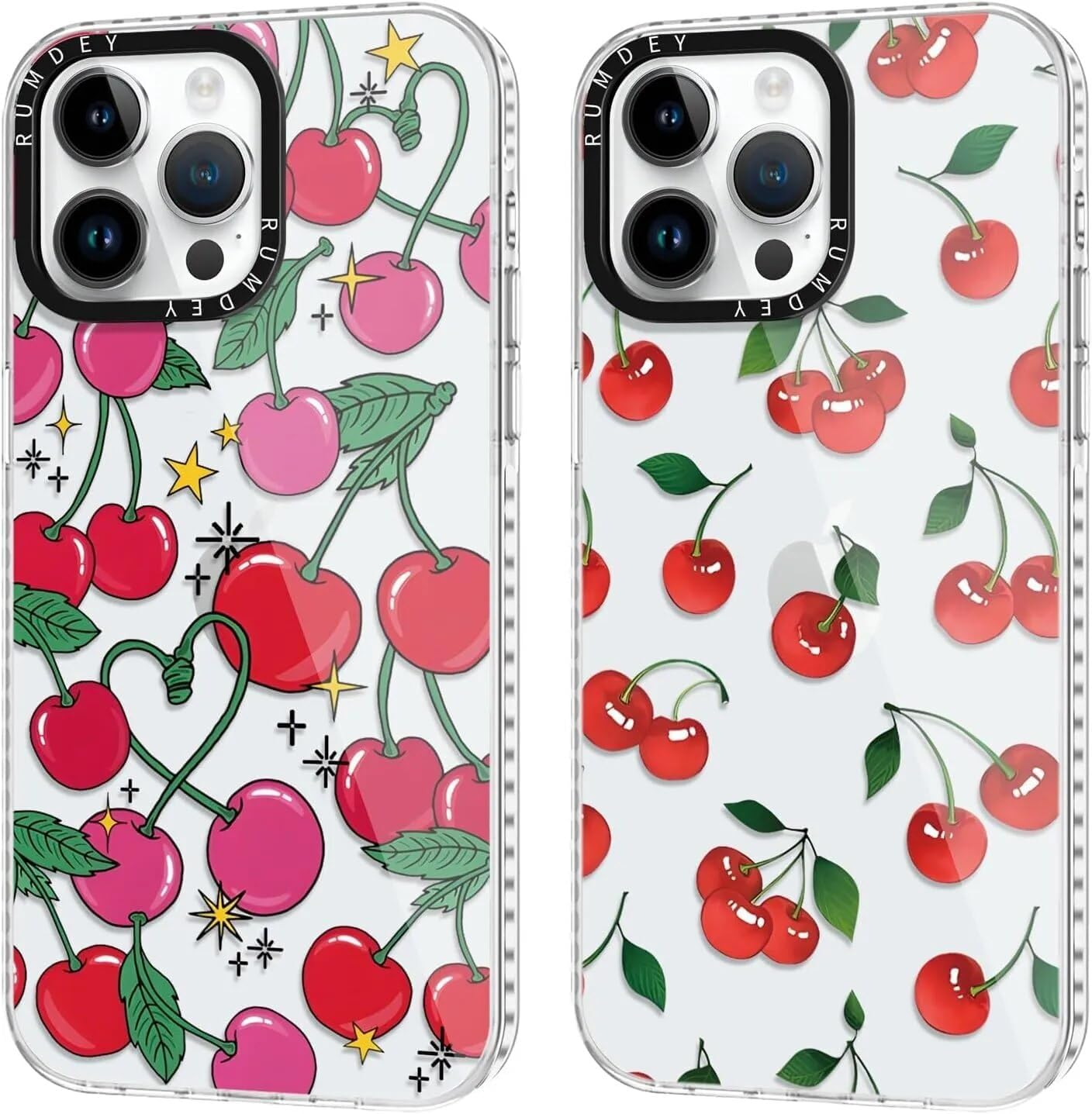Rumdey 2 Pack Cute Cherry For Iphone X/Xs 5.8'' Phone Case, Transparent Tpu Aesthetic Design Clear Cases Soft Silicone Slim Tpu