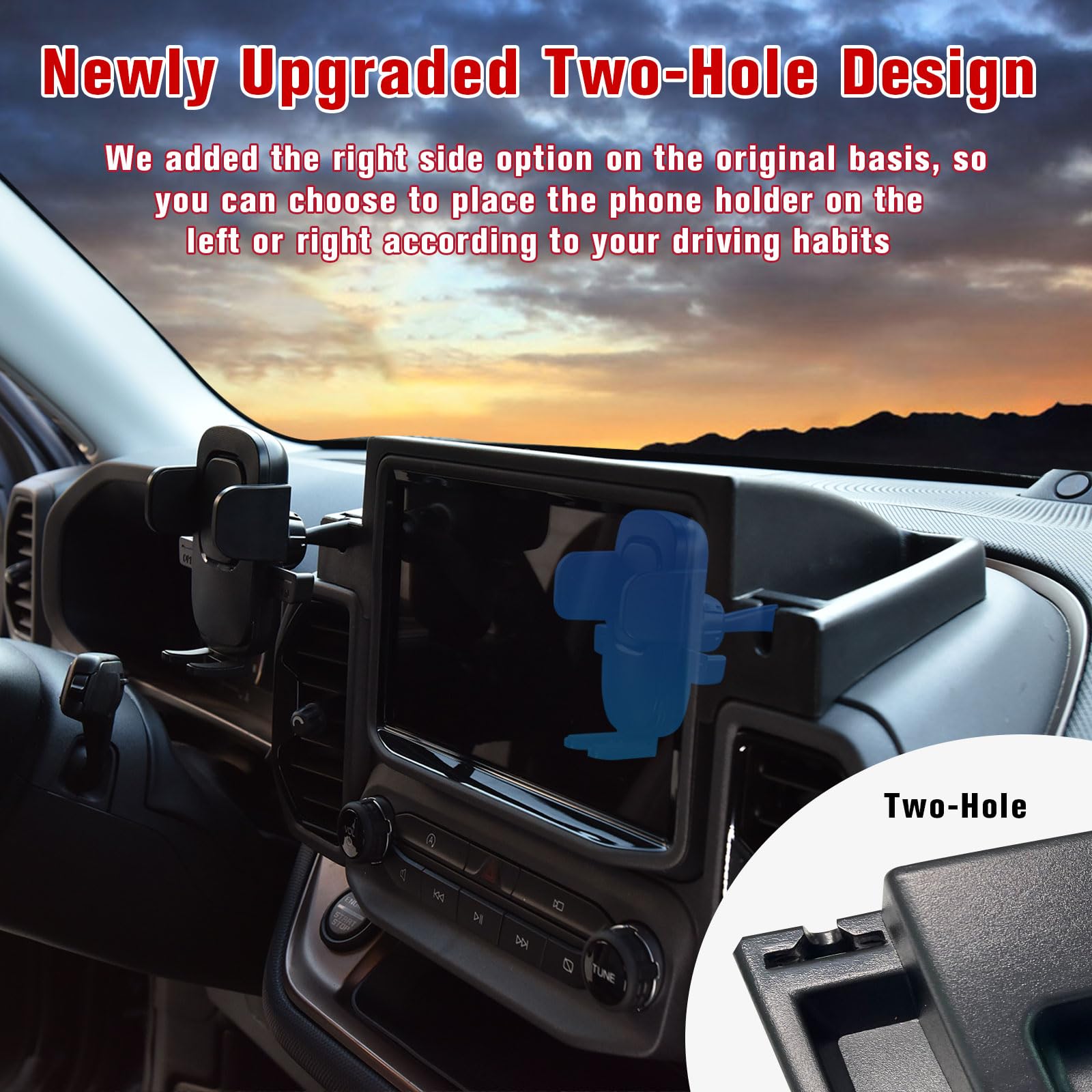 Litmiracle Upgrade Dashboard Mobile Phone Holder For Ford Bronco Sport, Dual-Holes Phone Mount With Tray Internal Accessories Au