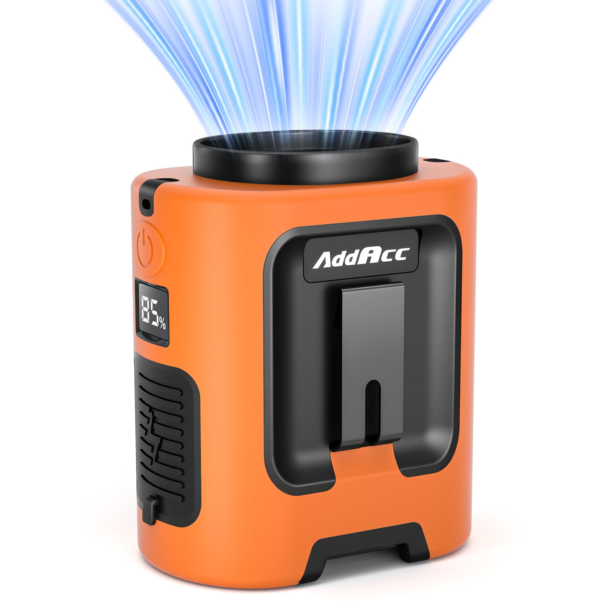 AddAcc Portable Waist Fan, 4 Speeds 13000RPM Strong Airflow, Clip On Belt & Rechargeable, Battery Operated 24Hrs, Power Bank, Ha