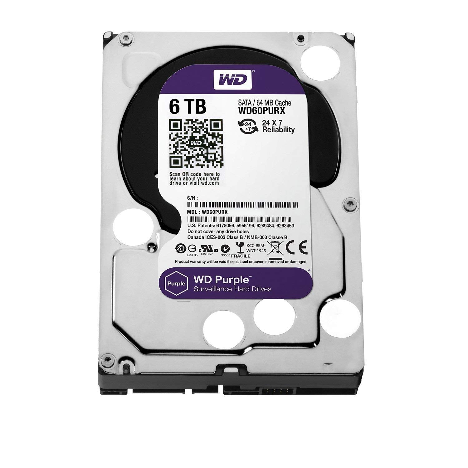 Wd Purple 6Tb Surveillance Hard Disk Drive   5400 Rpm Class Sata 6 Gb/S 64Mb Cache 3.5 Inch   Wd60Purx [Old Version]