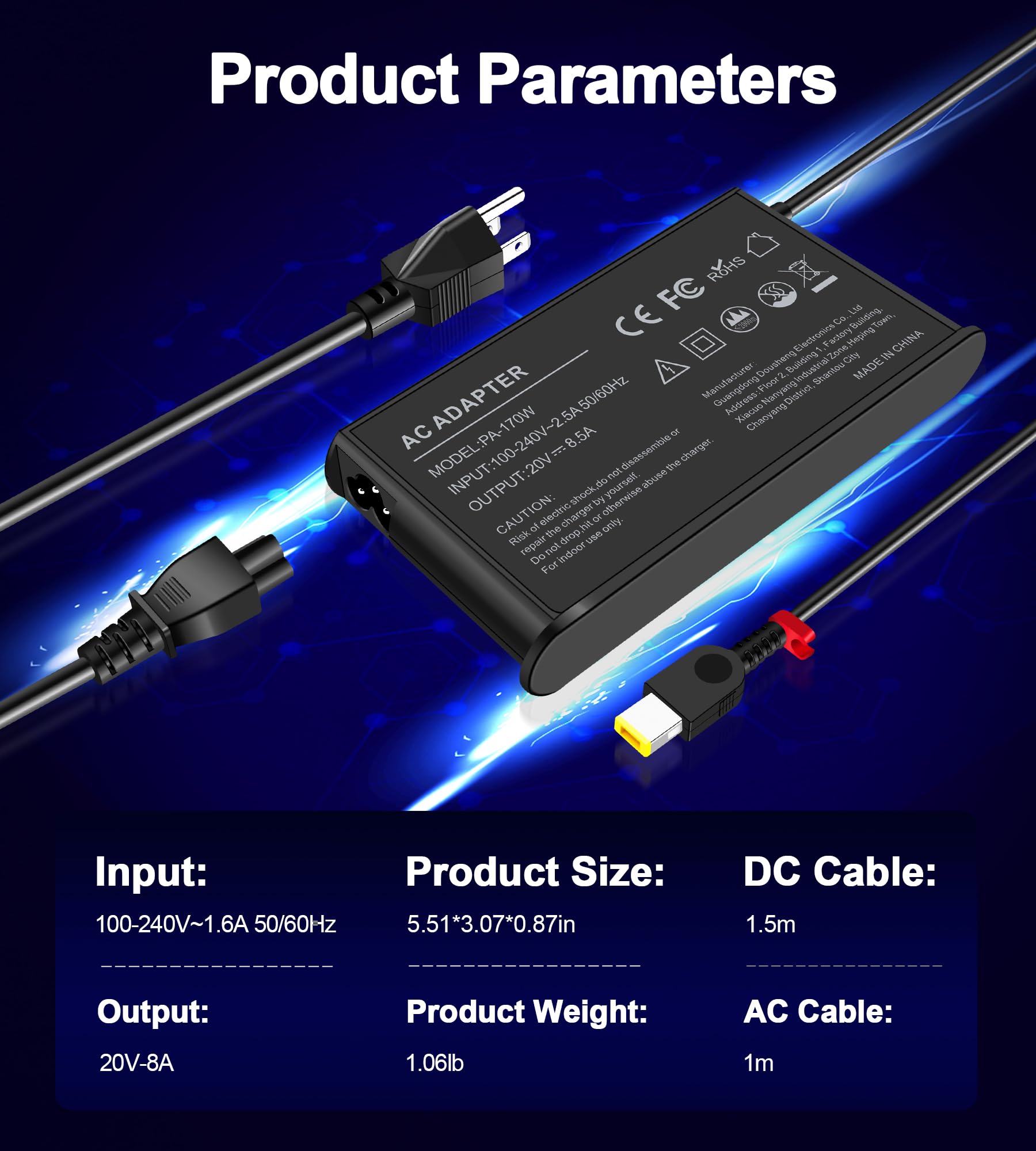 170W Thinkpad Charger For Lenovo Thinkpad Extreme Gen 1 2 3 4 5 6 Thinkpad P53 P52 P51 P50 P70 P71 P72 P73 W541 W540 T540P E560P