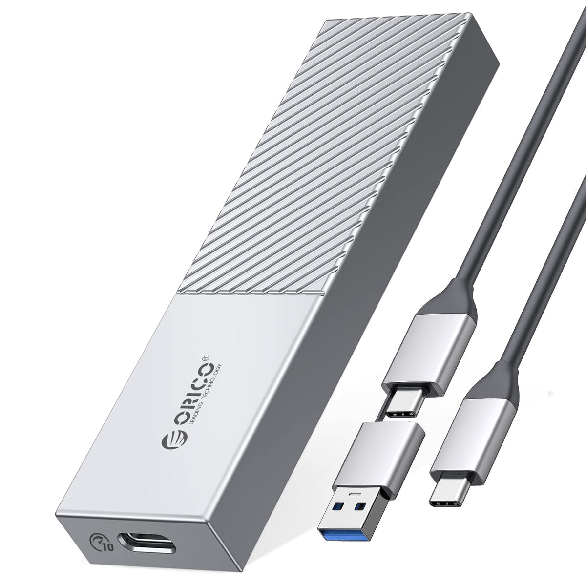 ORICO NVMe Enclosure Aluminum USB C to M.2 SSD Enclosure Reader, USB 3.2/3.1 Gen 2 10Gbps to NVMe M Key External M2 Adapter Support UASP Trim Smart (Fits NVMe SSDs 2230/2242/2260/2280) M206 Silver