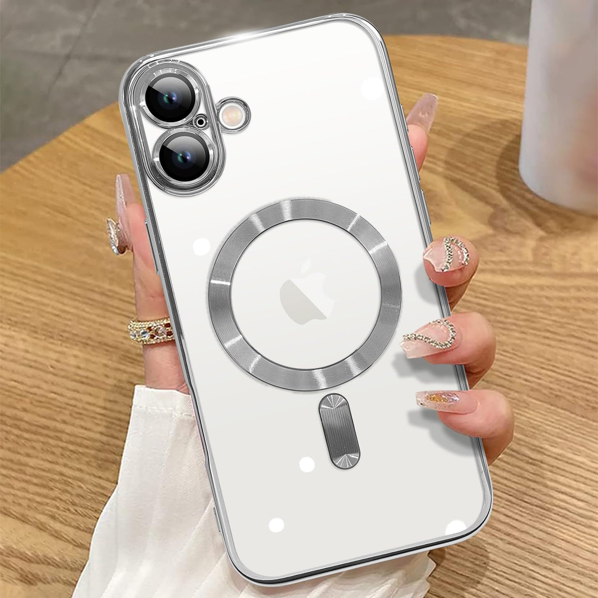 Ziye Magnetic Case For Iphone 16 6.1'' [Compatible With Magsafe] Full Camera Lens Protection, Clear Luxury Cover Soft Tpu Bumper