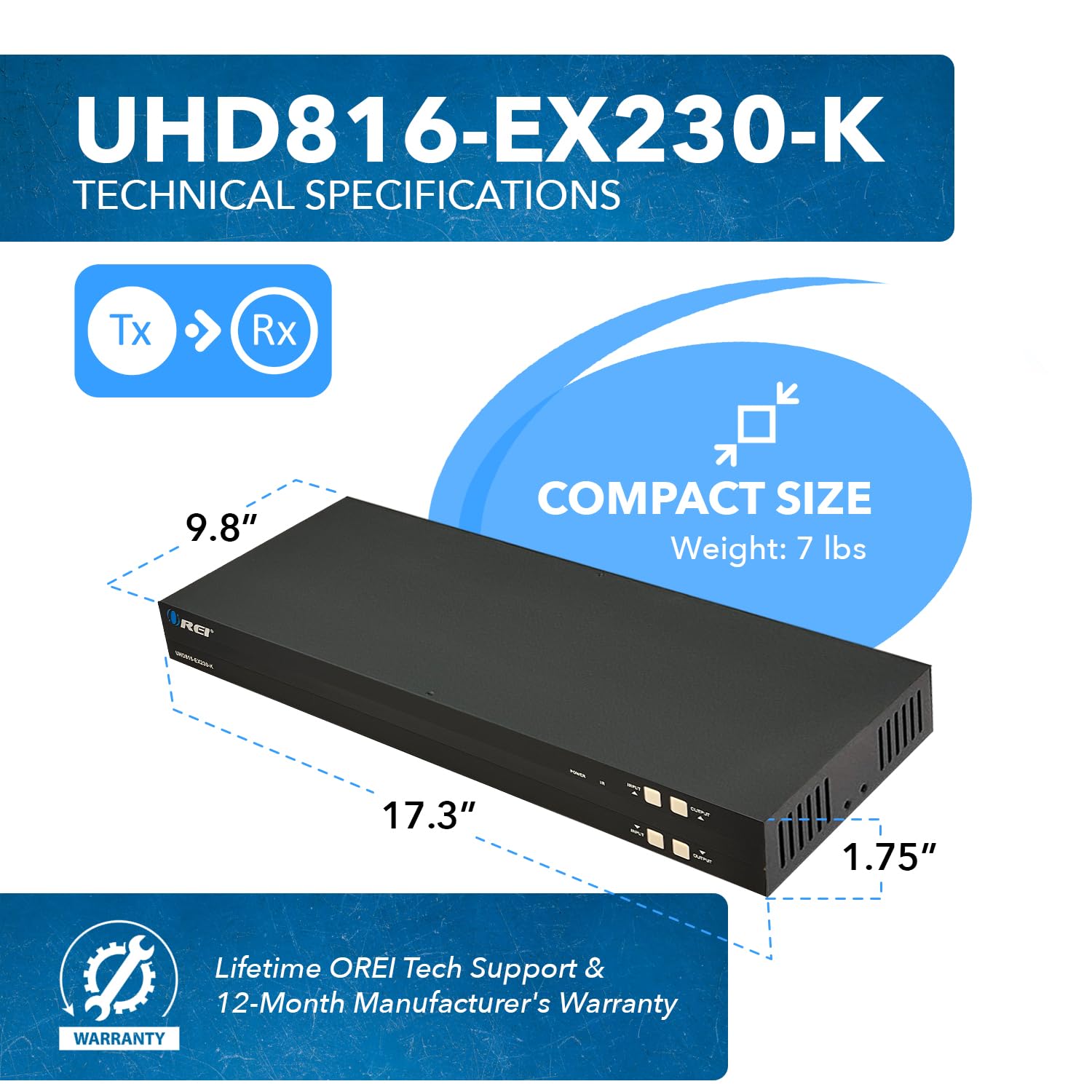 4K 8X8 Hdmi Extender Matrix By Orei - Ultrahd 4K @ 60Hz 4:4:4 Over Single Cat5E/6/7 Cable With Hdr Switcher & Ir Control, Rs-232