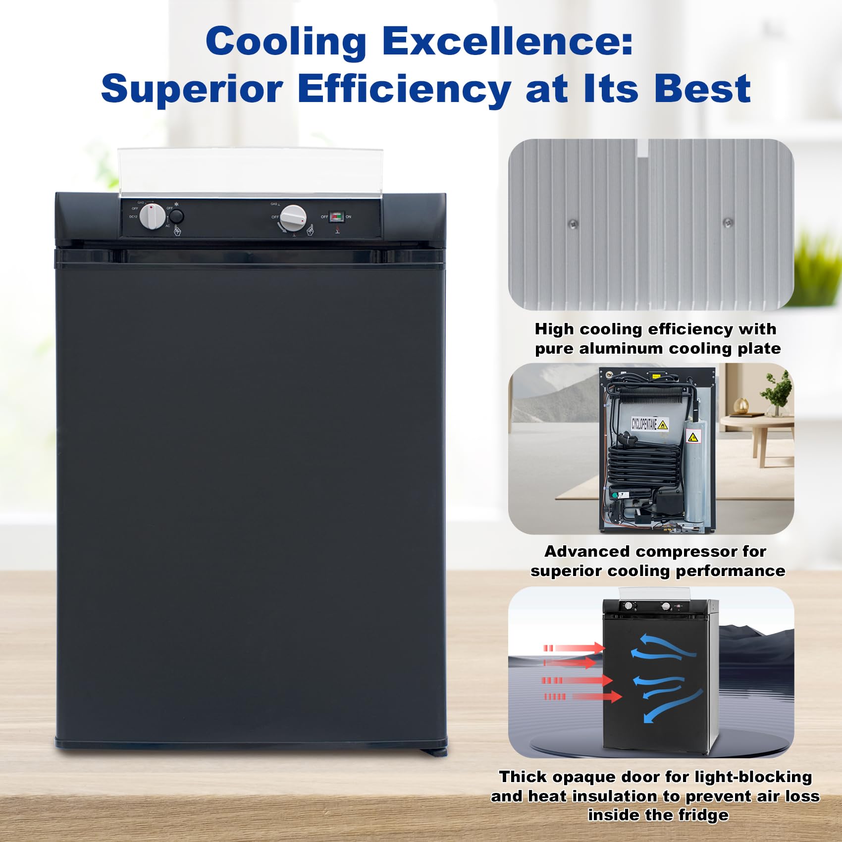 Smeta Propane Fridge Lpg 12V 3 Way Fridge 2.1 Cu.Ft Outdoors Refrigerator Gas Refrigerator Without Freezer Propane/110V/12V Frid