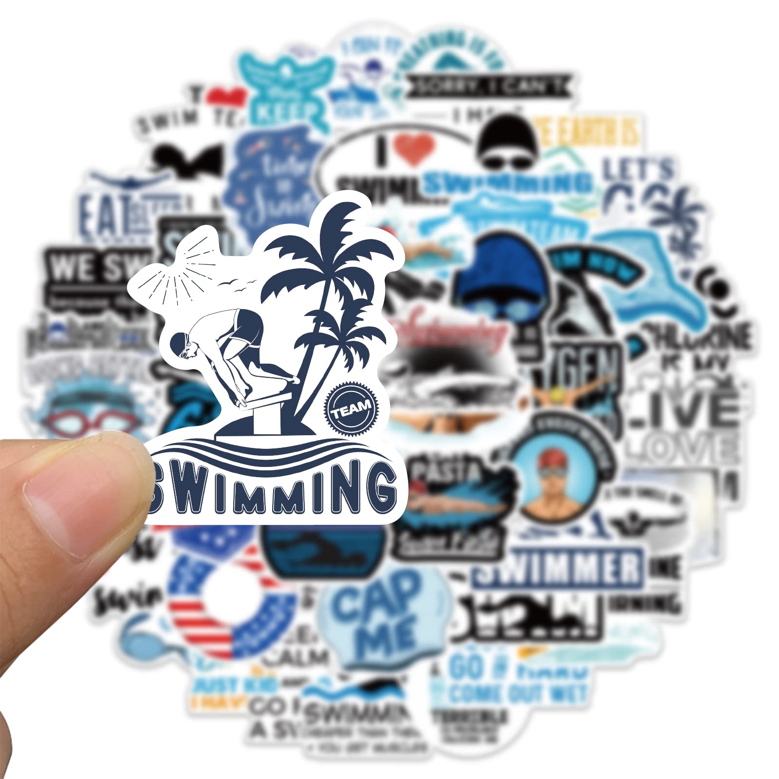 100 Pcs Swimming Stickers,Suitable For Swimmers,Swim Vinyl Aesthetic Stickers For Laptop,Water Bottles,Luggage,Computer,Cellphon