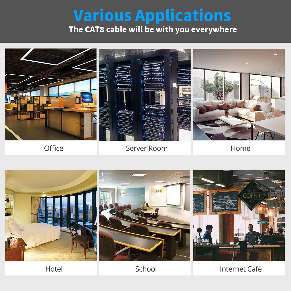 Kasimo Cat 8 Ethernet Cable 2 Ft 3Pack, Cat8 Network Internet Ethernet Lan Cable, High Speed 26Awg 40Gbps Sftp Lan Wire Internet Patch Cable With Rj45 Connector For Switch/Router (Black, 2Ft 3 Pack)