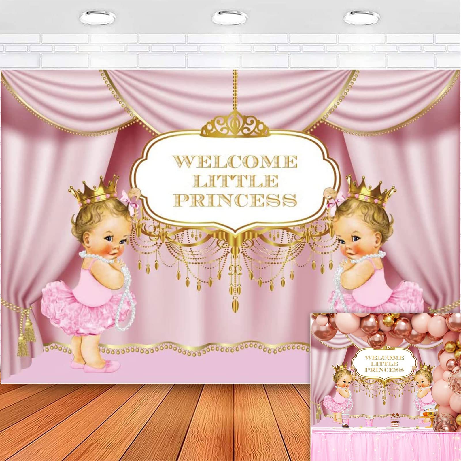 Yeele 7X5Ft Welcome Little Princess Backdrop Sweet Baby Girl Backdrop For Photography Cute Newborn Infant Gender Reveal Party Ba