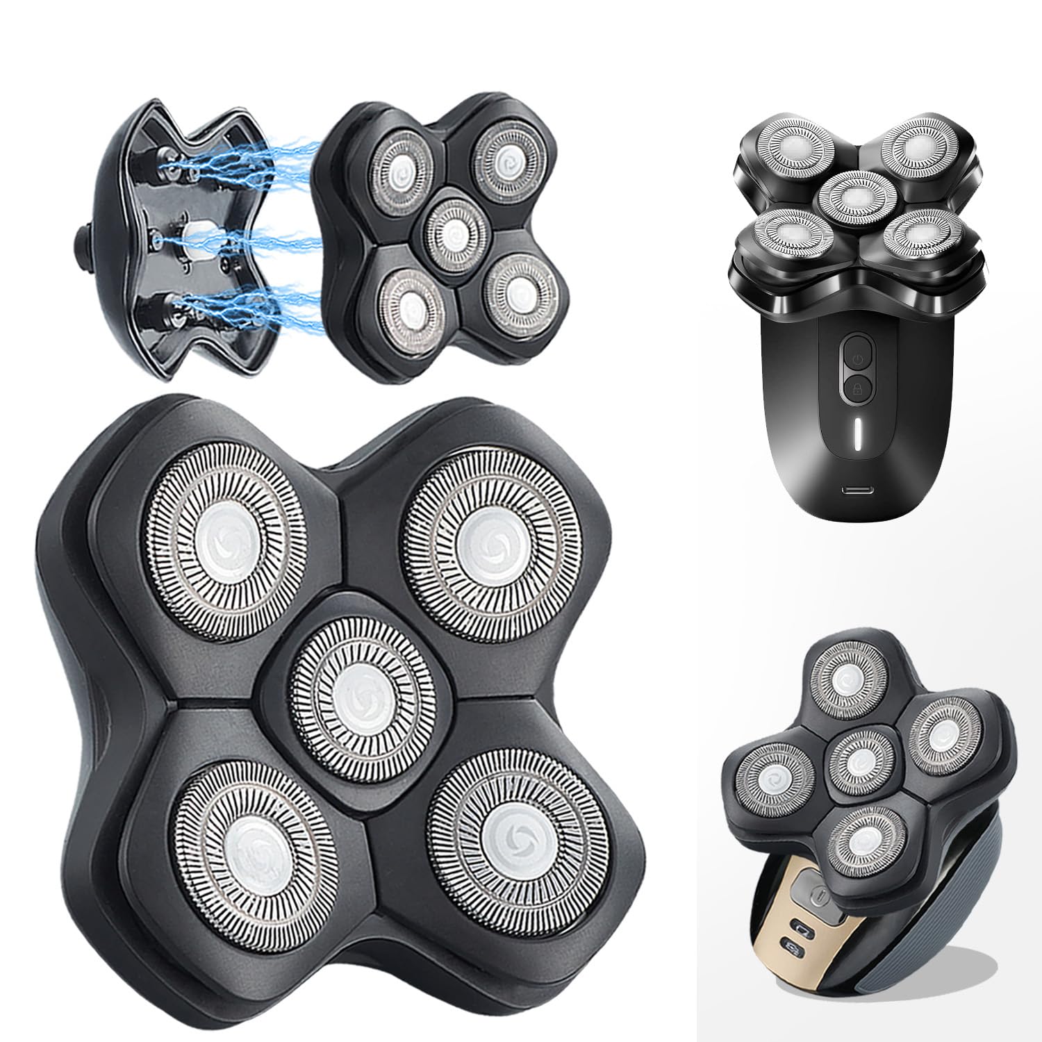 Universal Magnetic 5 Blades Replacement Heads For Manscaped Dome Shaver Bird And Freedom Head Shaver And Many Brand