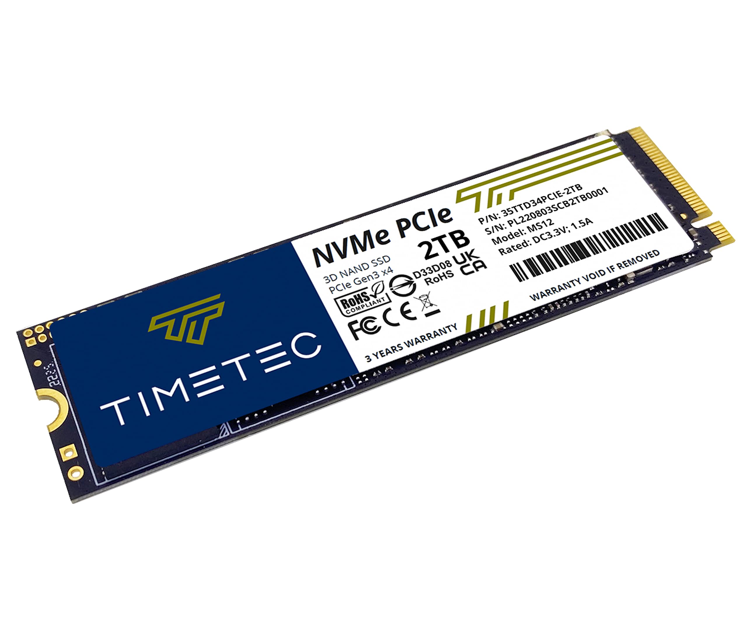 Timetec 2Tb Ssd Nvme Pcie Gen3X4 8Gb/S M.2 2280 3D Nand High Performance Slc Cache Read/Write Speed Up To 3,400/3,000 Mb/S Internal Solid State Drive For Pc Laptop And Desktop