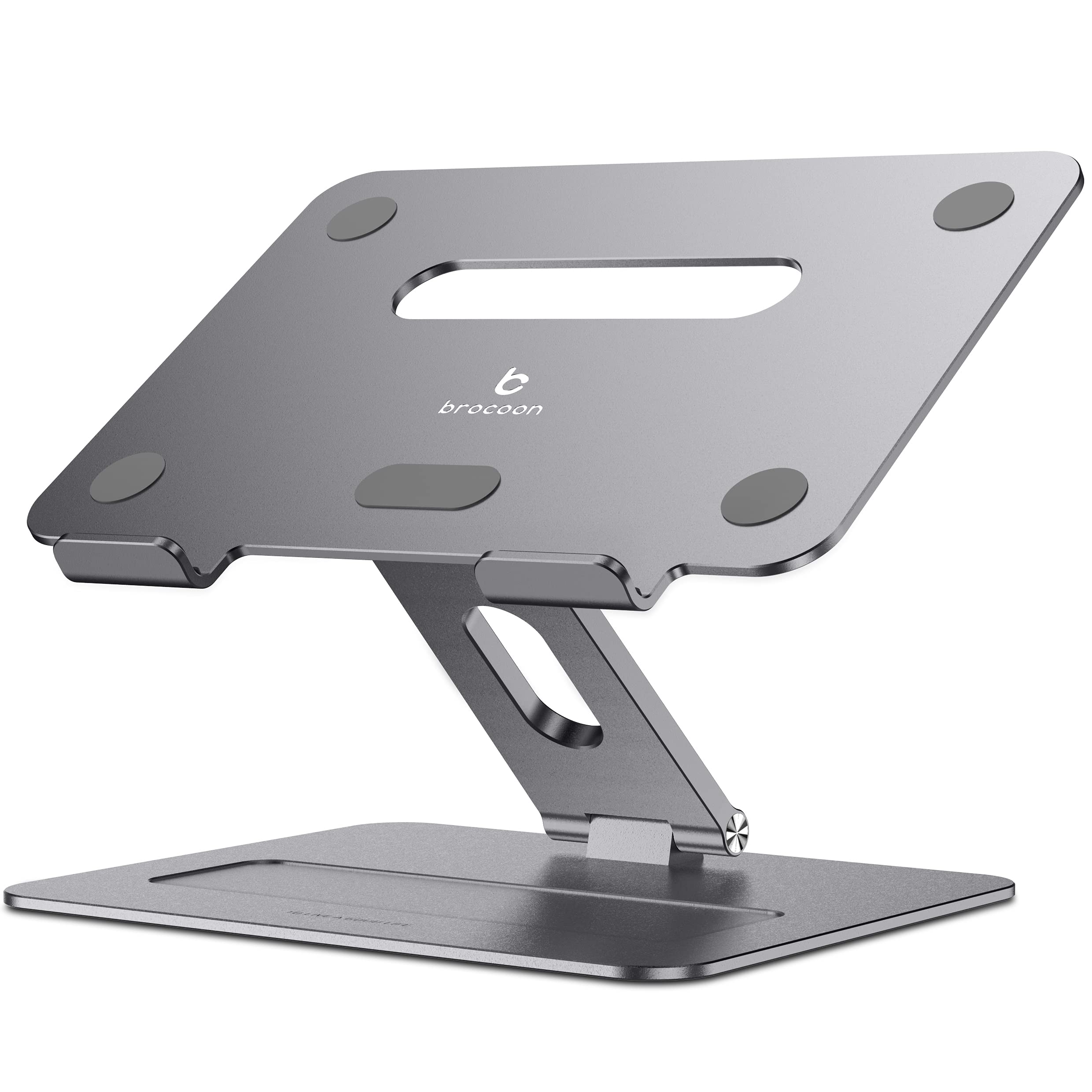 Brocoon Adjustable Macbook Stand For Desk, Ergonomic Aluminum Laptop Riser With Heat Vent, Compatible For 10 17'' Laptops