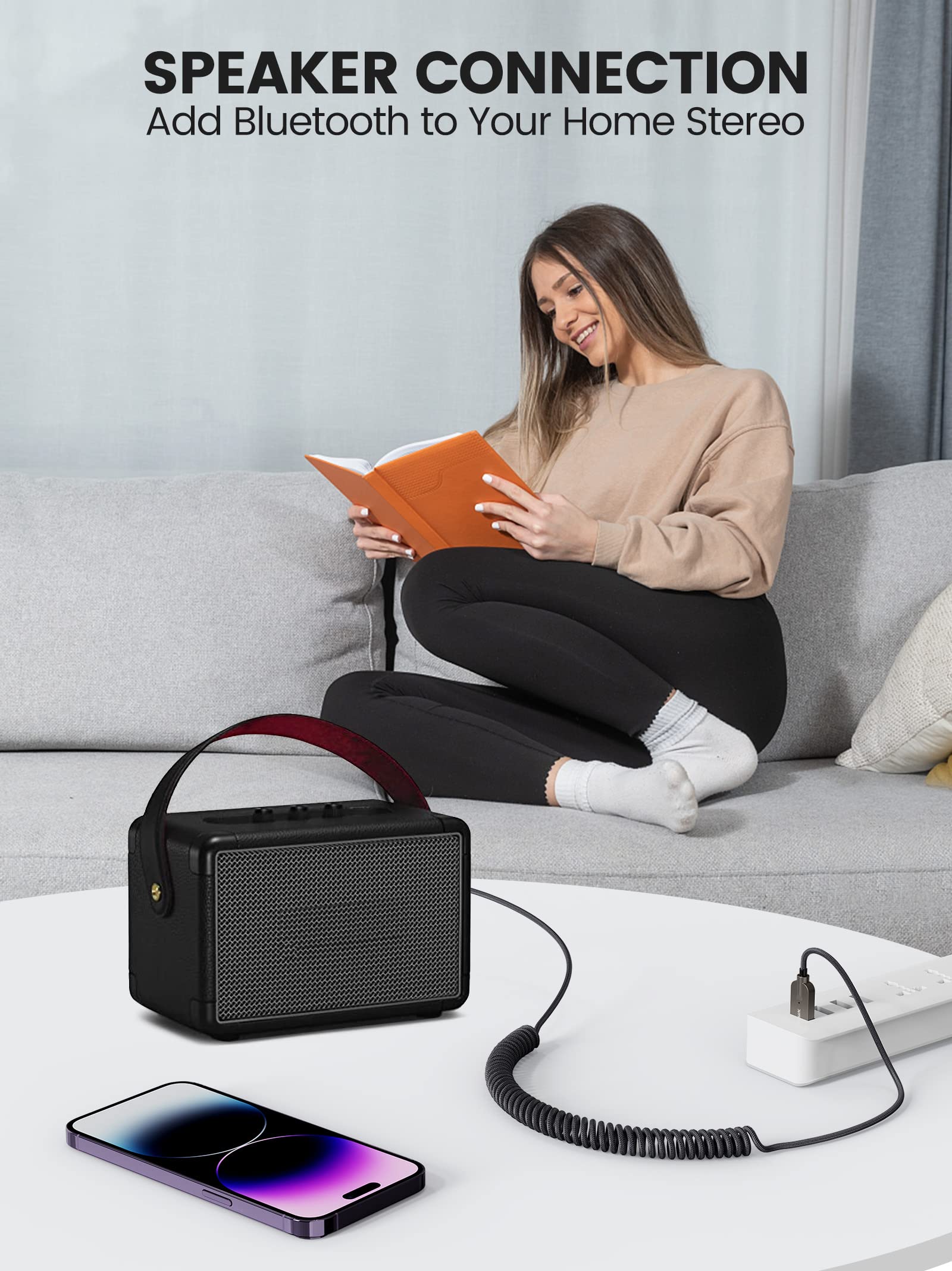 Maedhawk Aux Bluetooth Adapter For Car, Aux To Bluetooth 5.3 Adapter For Music/Hands Free Calls [Stronger Mic], 3.5Mm Usb Bluetooth Receiver For Car Audio, Home Stereo, Speaker