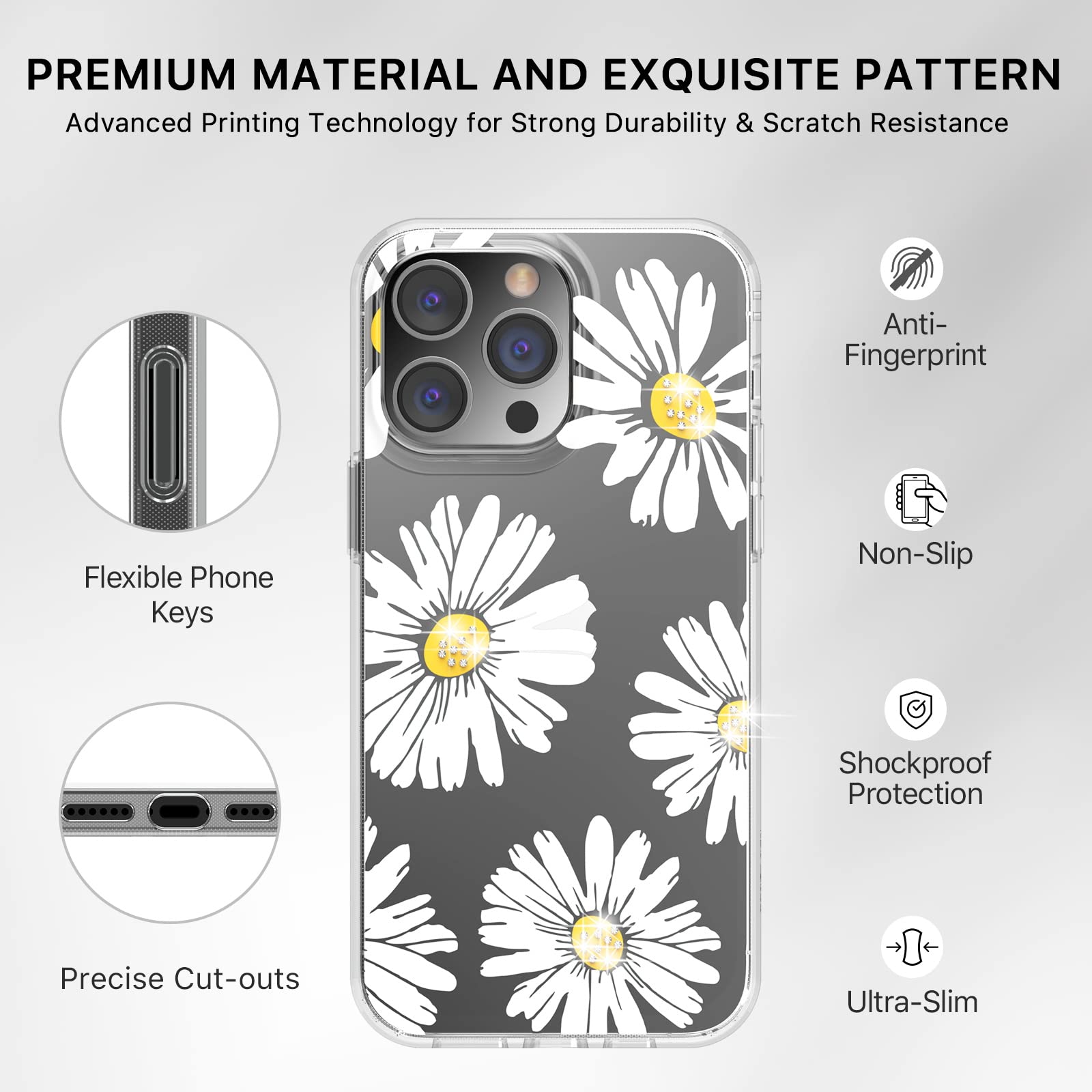 Mybat Pro Slim Clear Crystal Case For Iphone 14 Pro Max Case 6.7 Inch, Cute Stylish Mood Series For Women Girls Shockproof Non-Y
