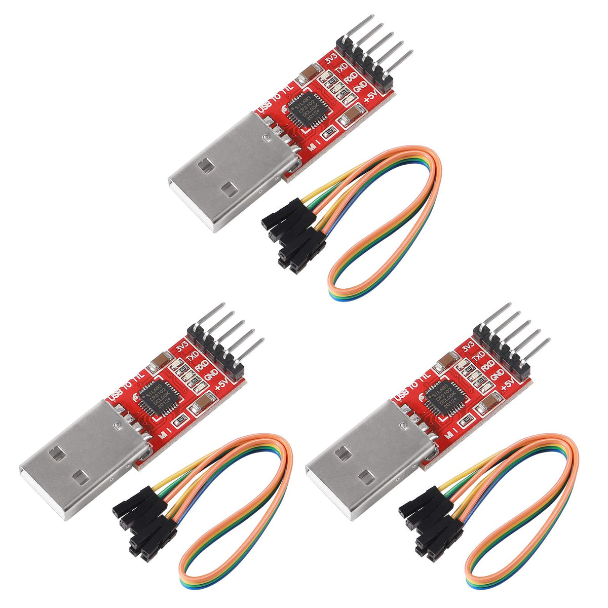 Atnsinc 3Pcs Cp2102 Usb 2.0 To Ttl 5Pin Serial Adapter Usb To Ttl Serial Converter Module For Uart Stc 3.3V And 5V With Dupont W