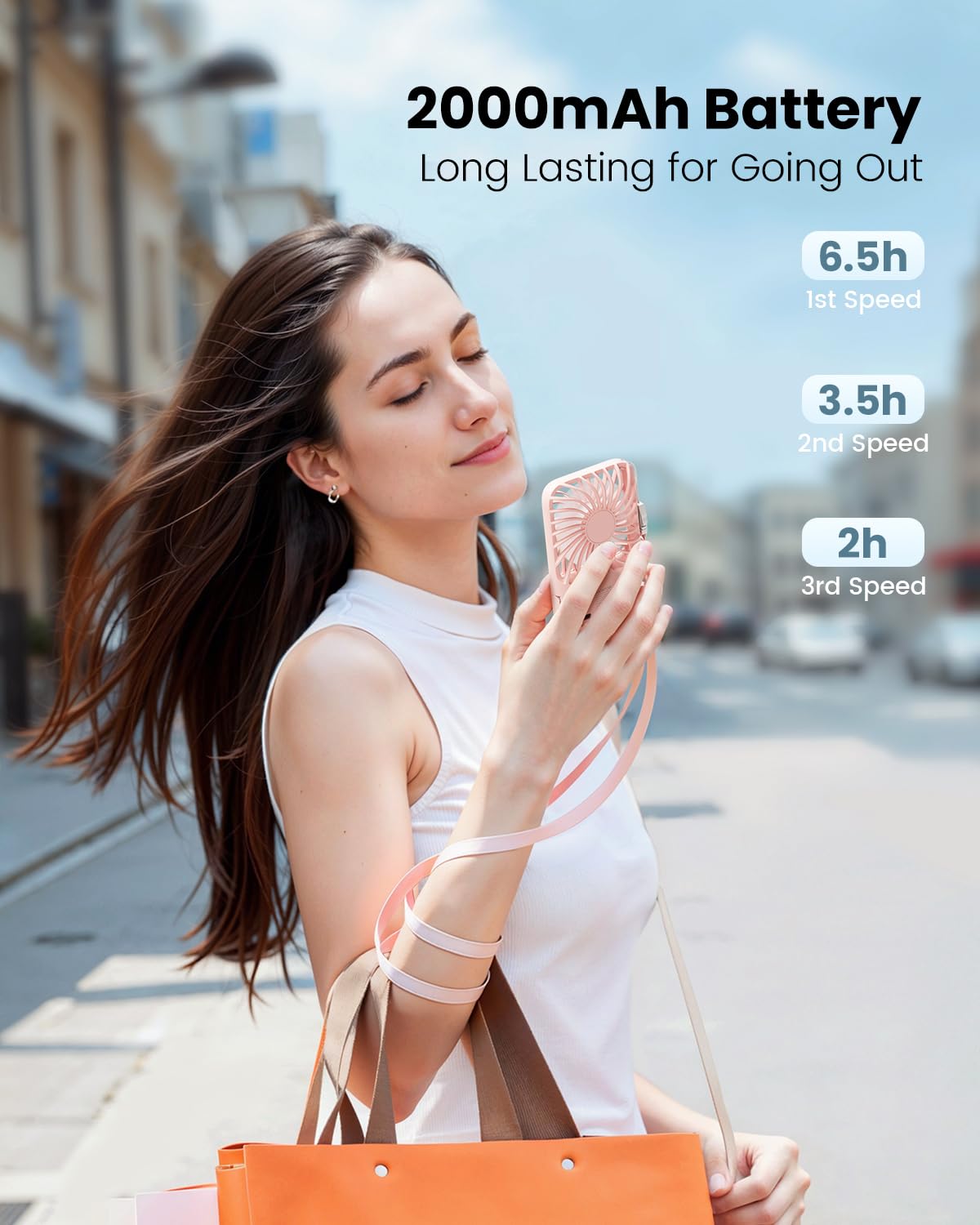 Gaiatop Handheld Mini Fan, 3 Speed Portable Lash Fan Makeup Mirror With Led Light, 2000Mah Usb Rechargeable Personal Desk Fan Wi