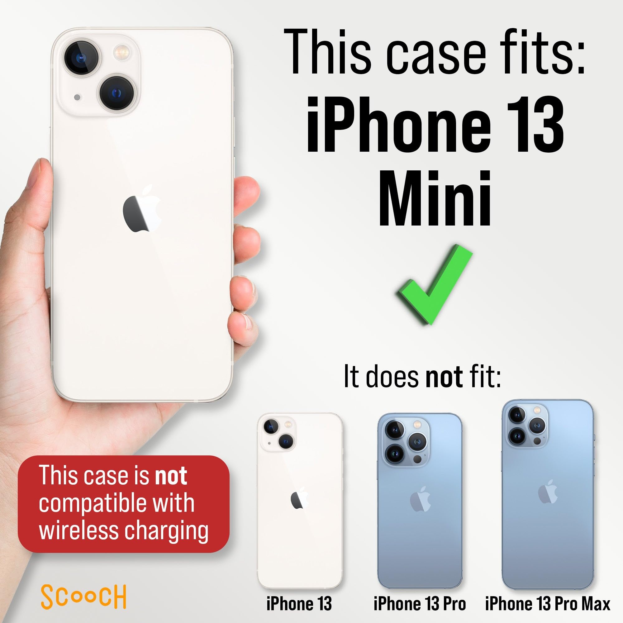 Scooch For Iphone 13 Mini Case With Card Holder, Wingmate Wallet Case With Hidden Card Slot And Rfid Protection For Up To 4 Card