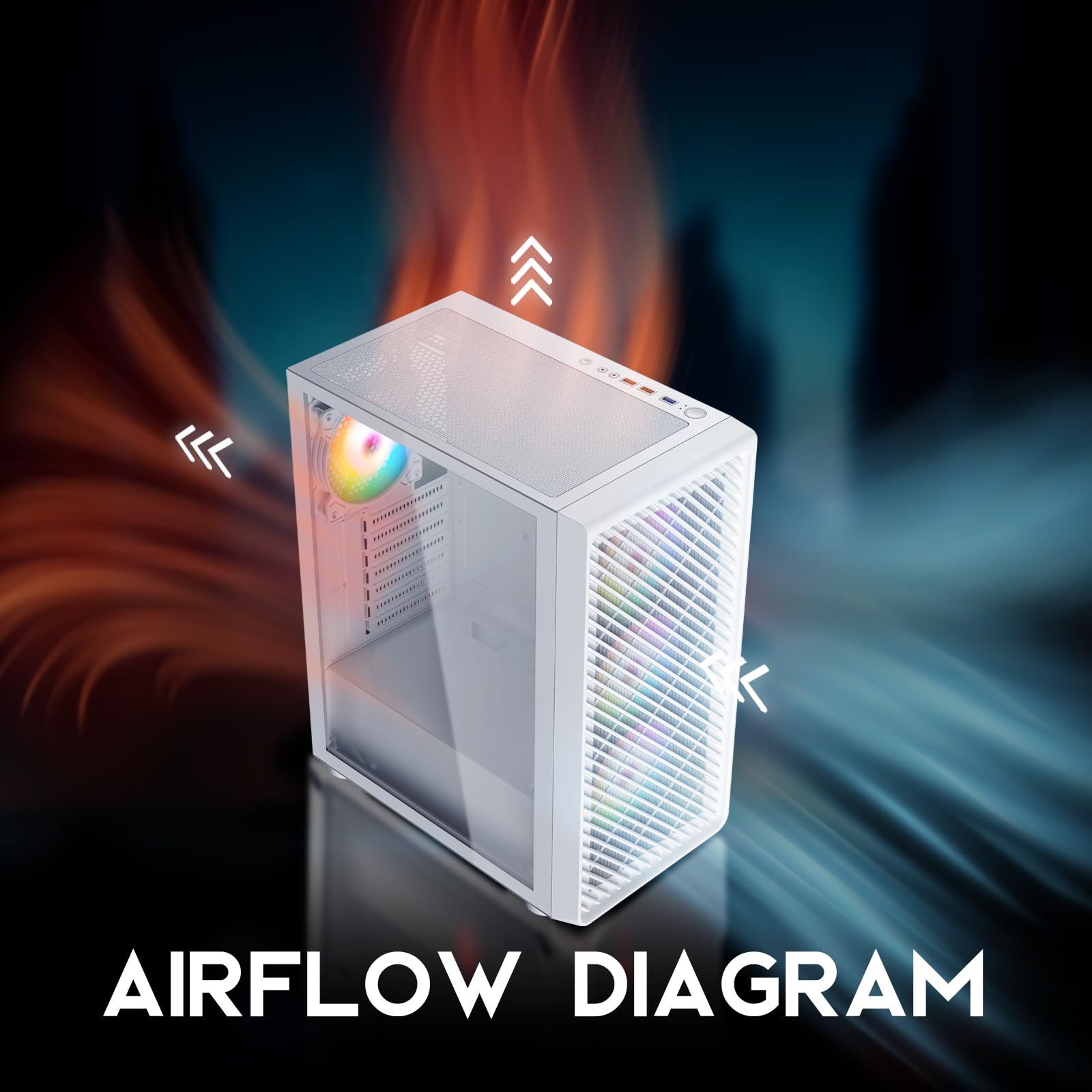 Raidmax Vector Series V211 Gaming Chassis   Pre Installed 4X Static Rgb Color Fans, Supports 240Mm Water Cooler And 310Mm Gpus,