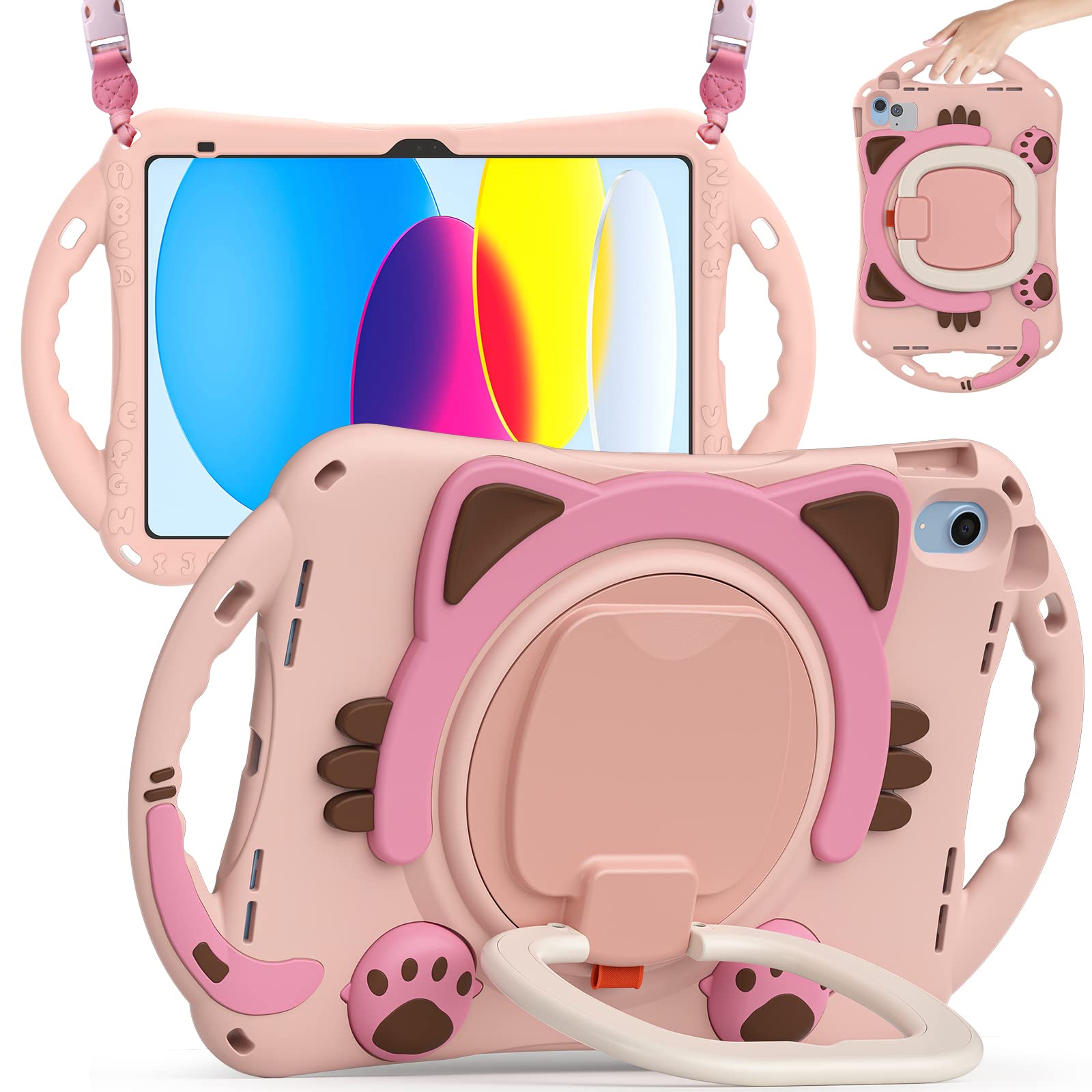 Batyue Case For Ipad 10Th Generation, Cute Cat Case For 2022 10.9 Inch Ipad (10Th Generation),Rugged Heavy Shockproof Protection