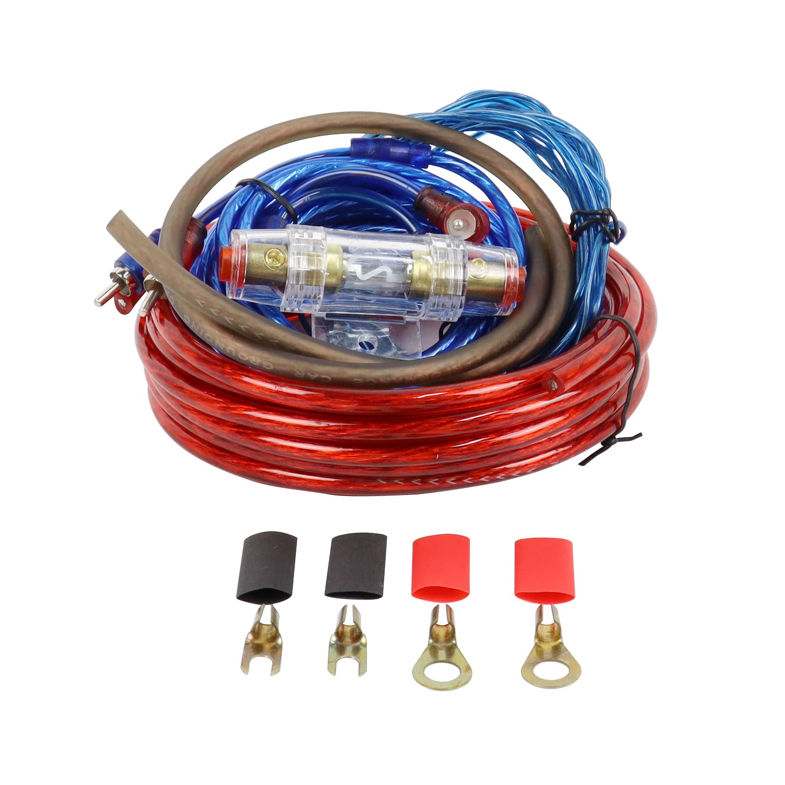 Hbu 12 Gauge Amplifier Wiring Kit   12 Awg Car Audio Complete Amp Install Kit With Rca Interconnect Cables & 60A Agu Inline Fuse