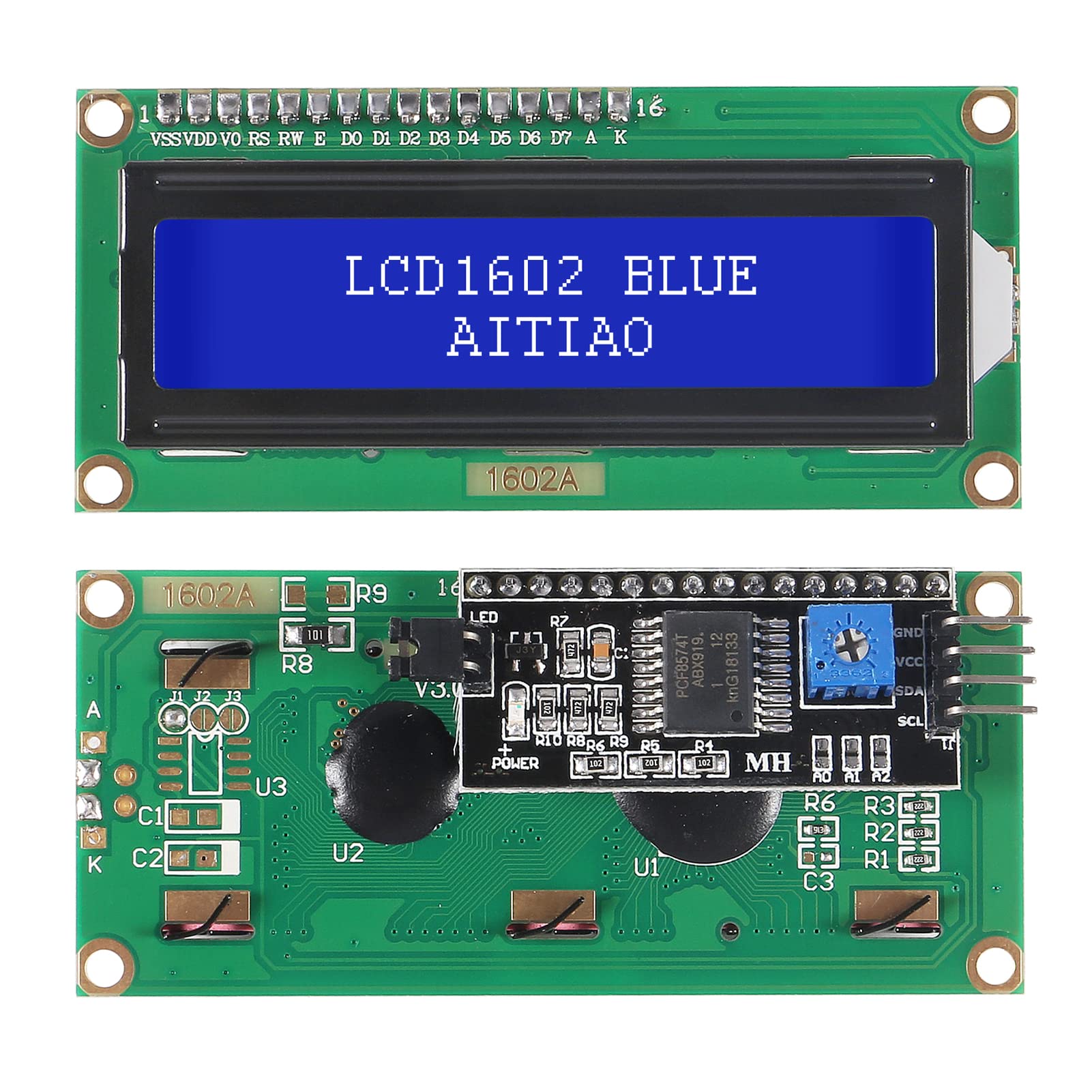 Aitiao 3 Pack 1602 Lcd Display Module Ic I2C Twi 16X2 Characters Serial Interface Adapter Lcd Module For Raspberry Pi Diy Projec