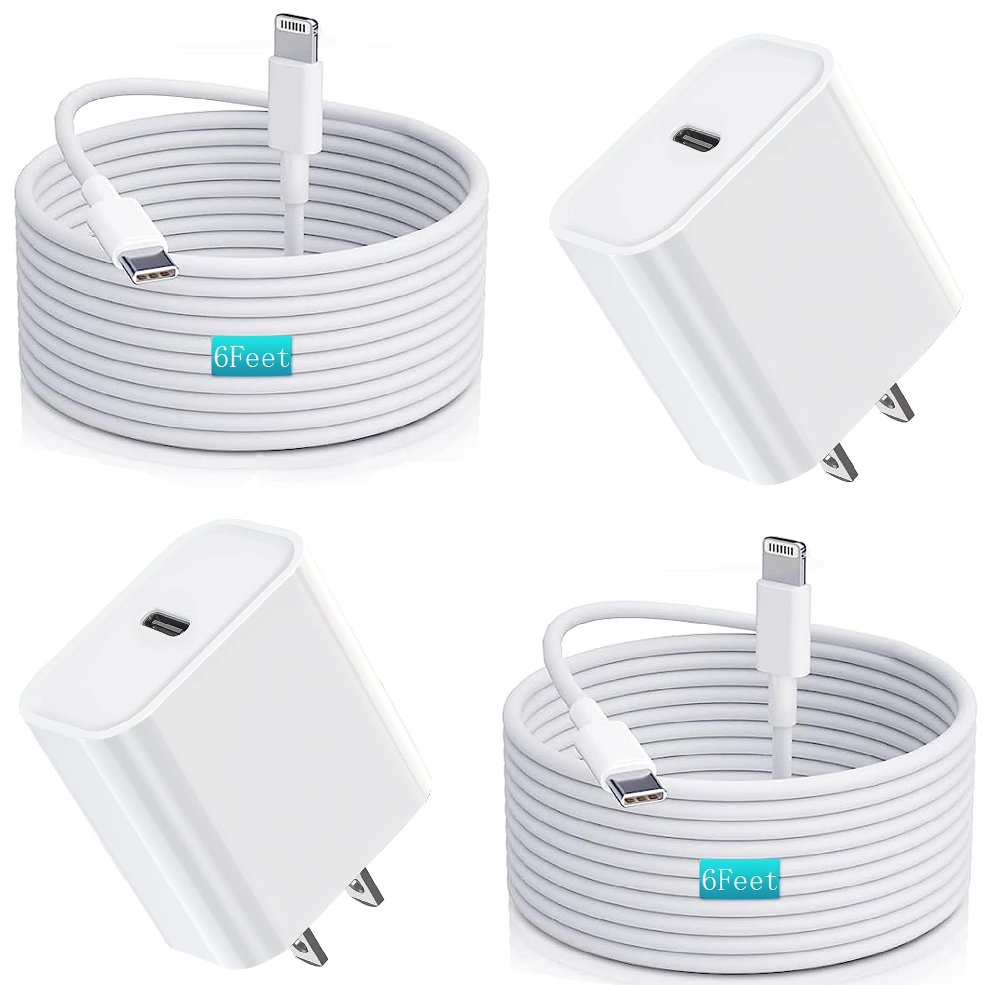 Iphone Charger Fast Charging,Iphone Fast Charger 2Pack Usb C Wall Apple Charger Block Adapter 6Ft Usb C To Lightning Cable Cord Compatible With Iphone 14 Pro Max/14 Plus/13 Pro/12 Mini/11/Xs/Xr/X,Ipad