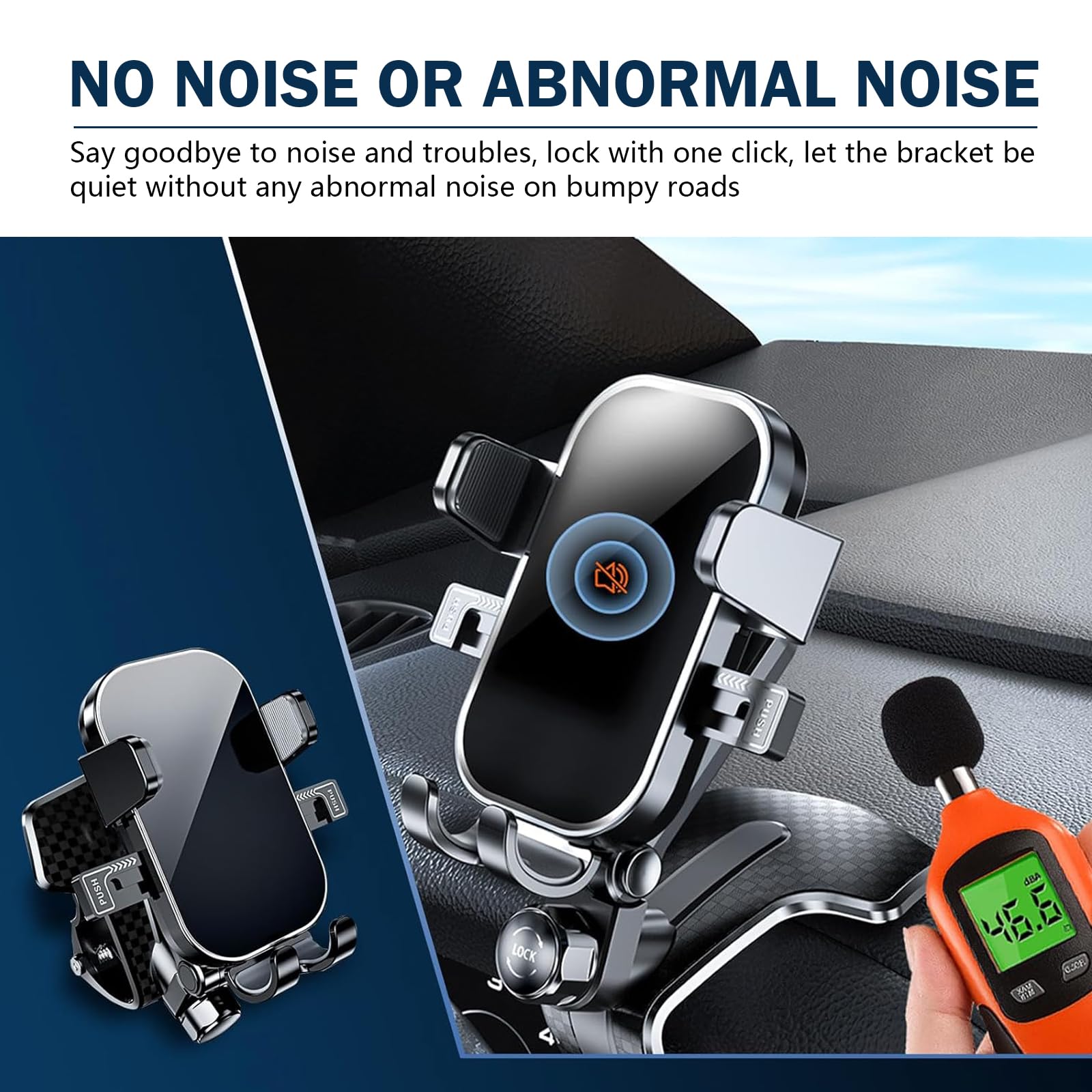 Shakas Center Dashboard Cell Phone Holder, Car Phone Holder Mount, One Hand Pickup And Placement Design Navigation Bracket, 4-7.