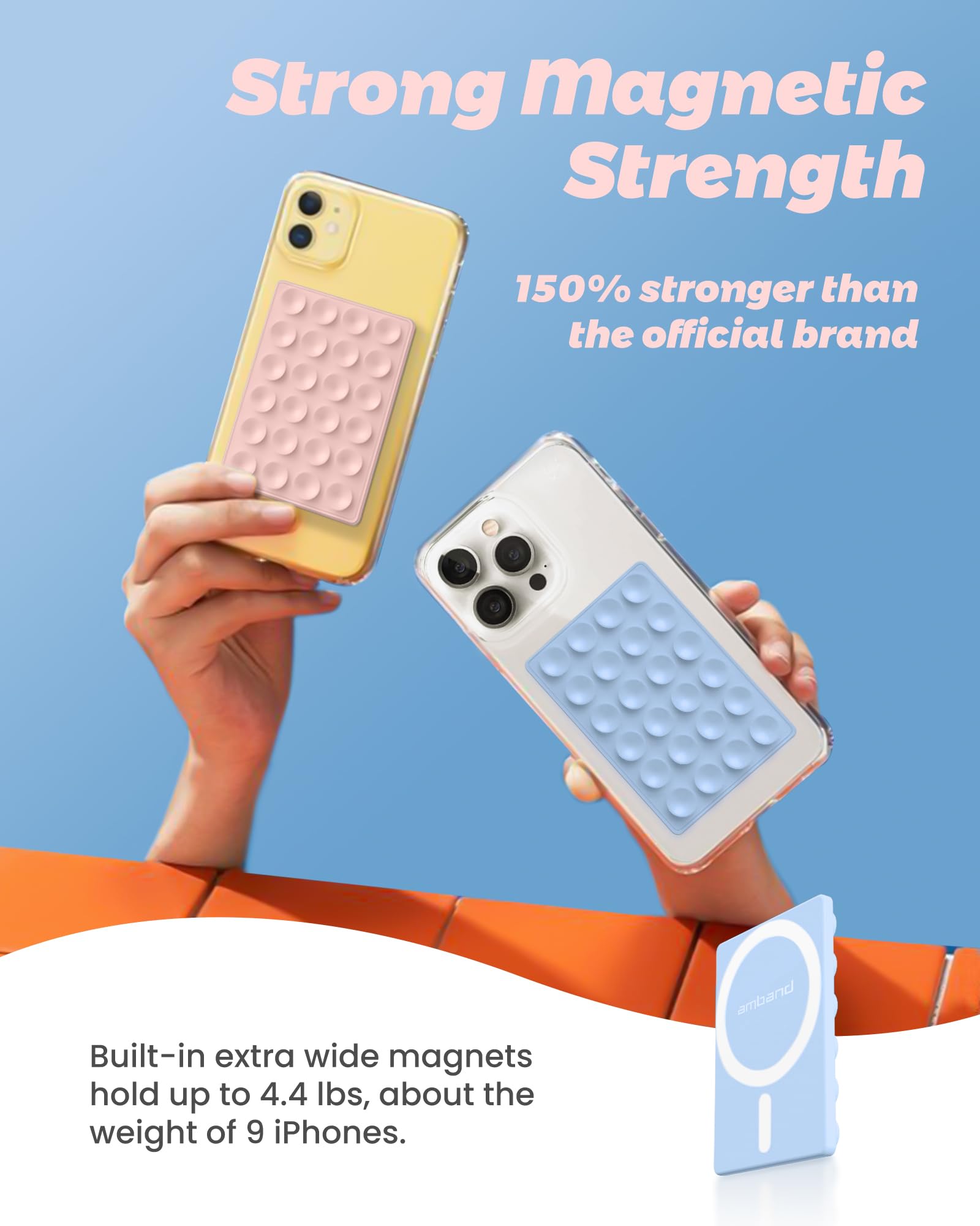 Amband Magnetic Suction Phone Grippy For Magsafe Case, Silicone Cup Sticky Mount For Iphone 12/13/14/15/16 Pro Max/Pro/Plus/Mini