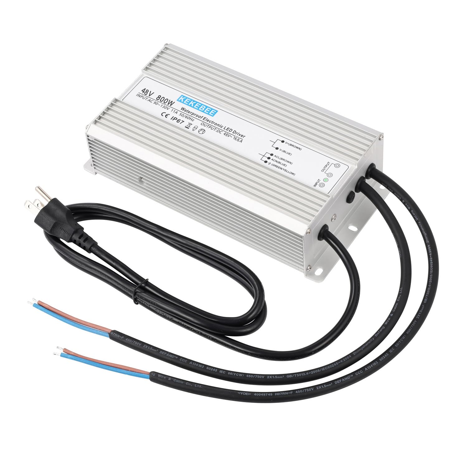 KEKEBEE LED Driver 48V800W Waterproof Power Supply AC90-130V to DC48V16.6A Low Voltage Switching Power Supply IP67 Transformer S