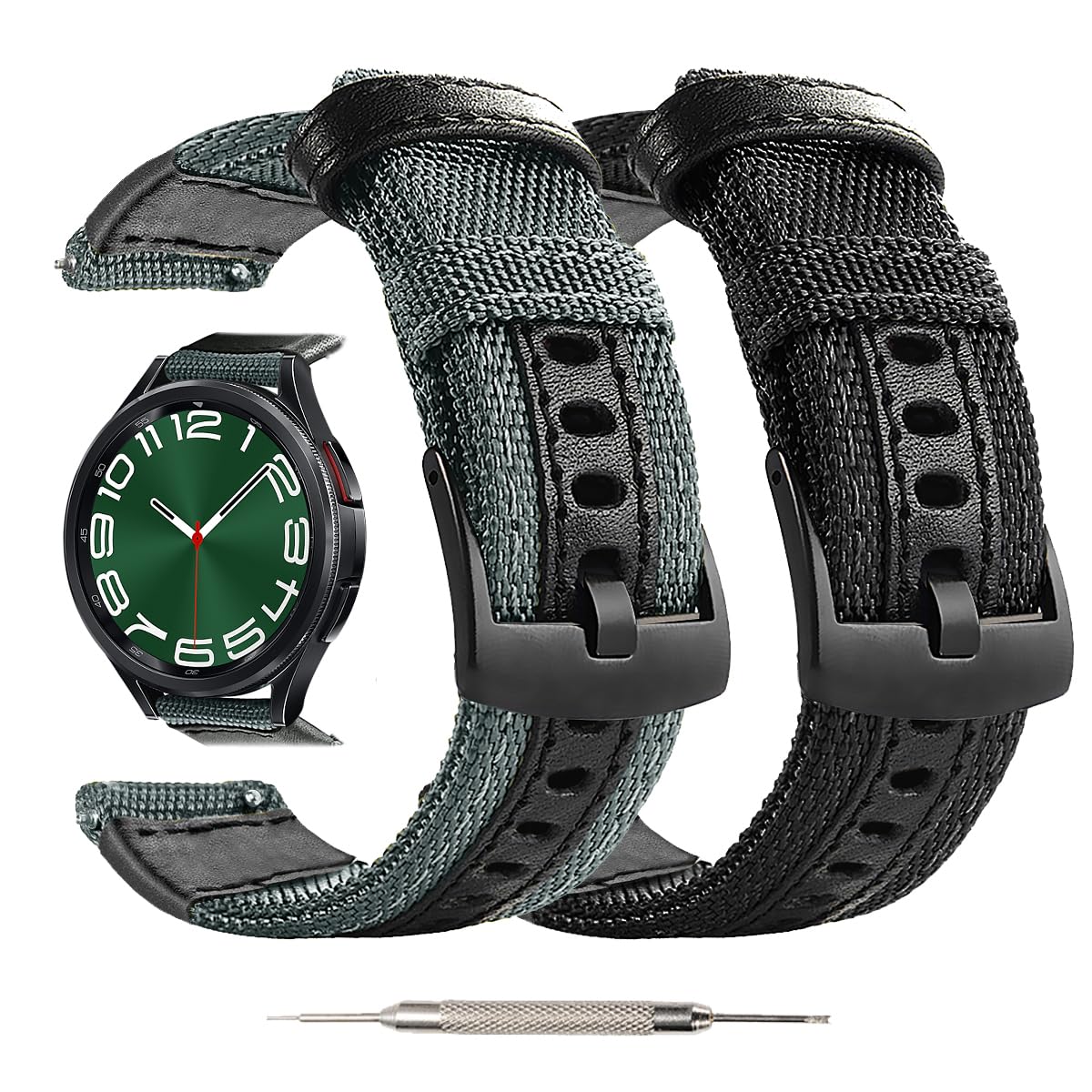 Maxjoy Galaxy Watch 6/Galaxy Watch 5 Band, Galaxy Watch 6 Classic/5 Pro Bands, 20Mm Nylon Strap Compatible With Samsung Galaxy Watch 6 Galaxy Watch 5 4 3 40Mm 41Mm 42Mm 43Mm 44Mm 45Mm 46Mm 47Mm,2 Pack