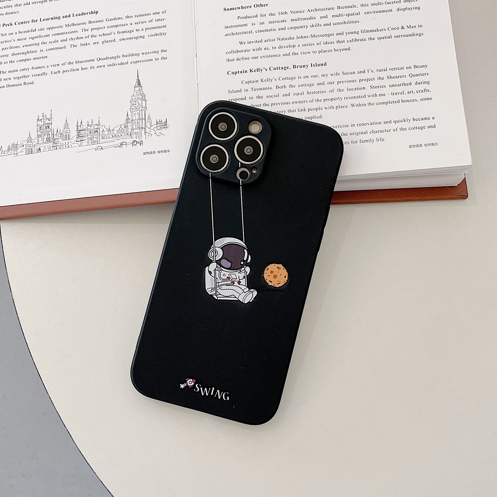 Yonds Queen For Iphone 13 Pro Cute Case, Cool Cartoon Swing Astronaut Planet Moon Design Stylish Soft Tpu Bumper Shockproof Anti