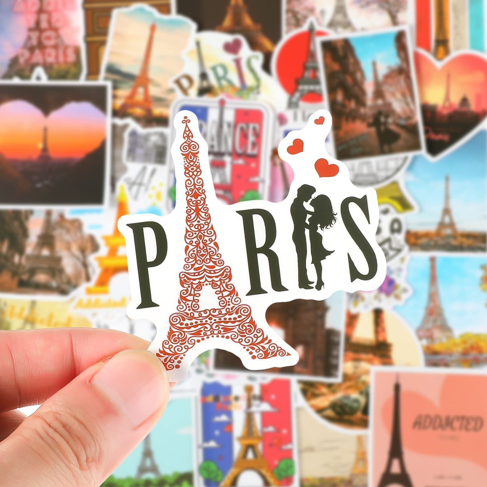 100 Pcs Paris Stickers Vinyl French Stickers Paris Vintage Stickers Waterproof Eiffel Tower Stickers Travel Stickers For Teens Girls Kids Scrapbooking Laptop Cellphone Water Bottles