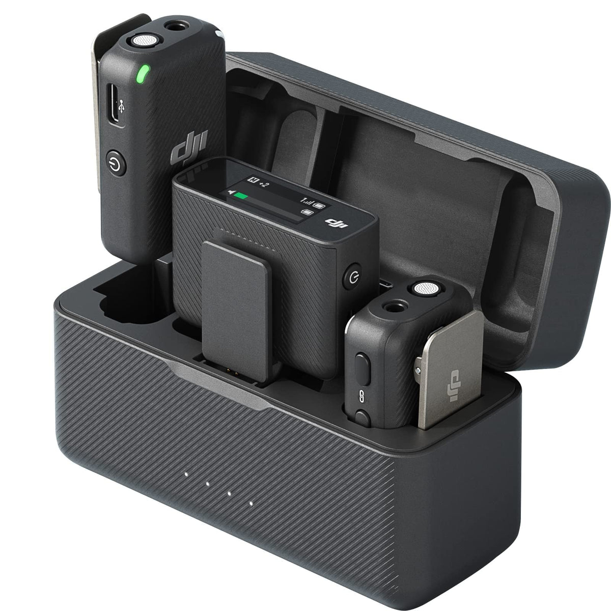Dji Mic (2 Tx + 1 Rx + Charging Case), Wireless Lavalier Microphone, 250M (820 Ft.) Range, 15 Hour Battery, Noise Cancellation,