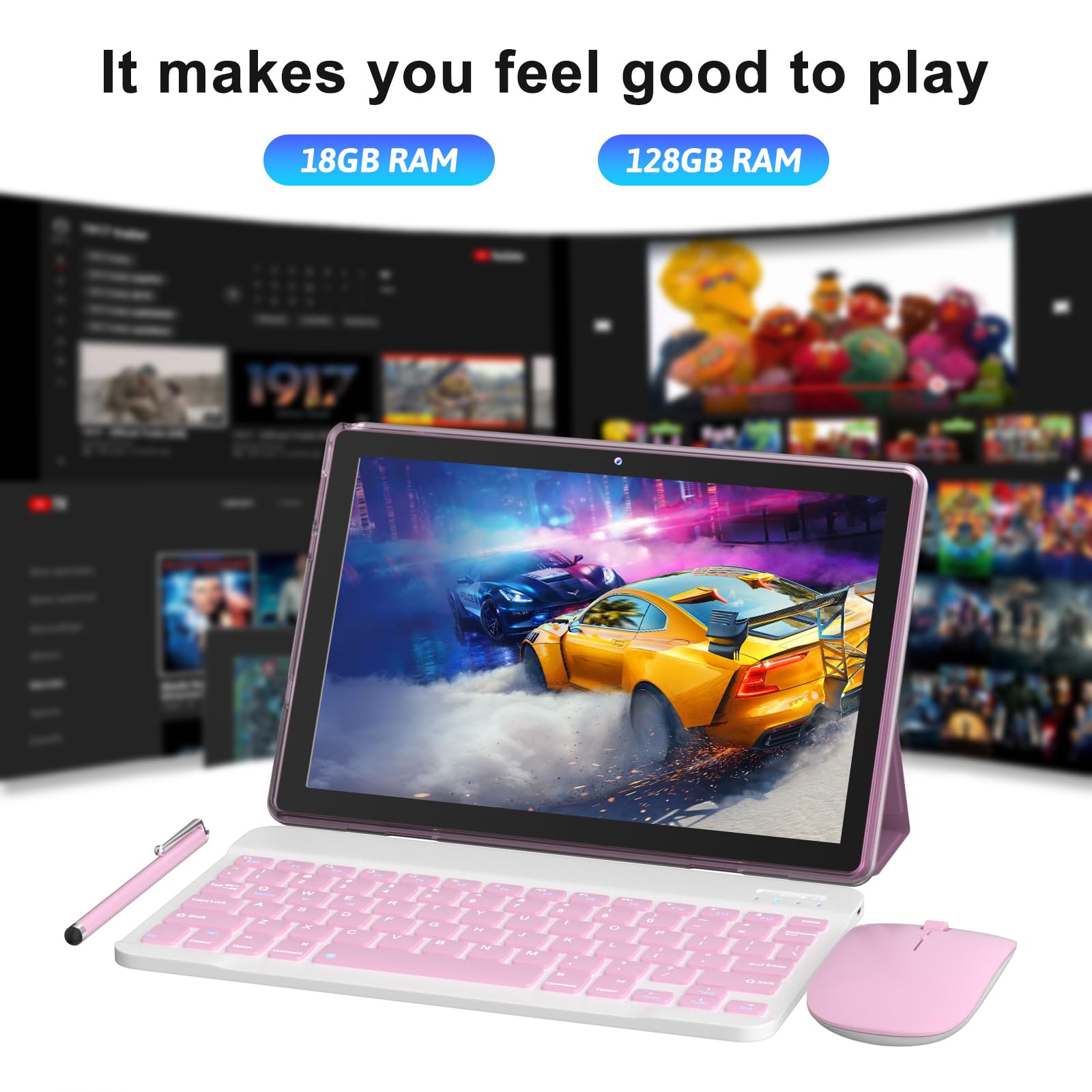 Android 15 Tablet, 10 Inch 18Gb Ram+128Gb Rom/ 2Tb Expandable Tablet Pc, Quad-Core 2.0Ghz Processor, 1280*800 10  Hd Touch Scree