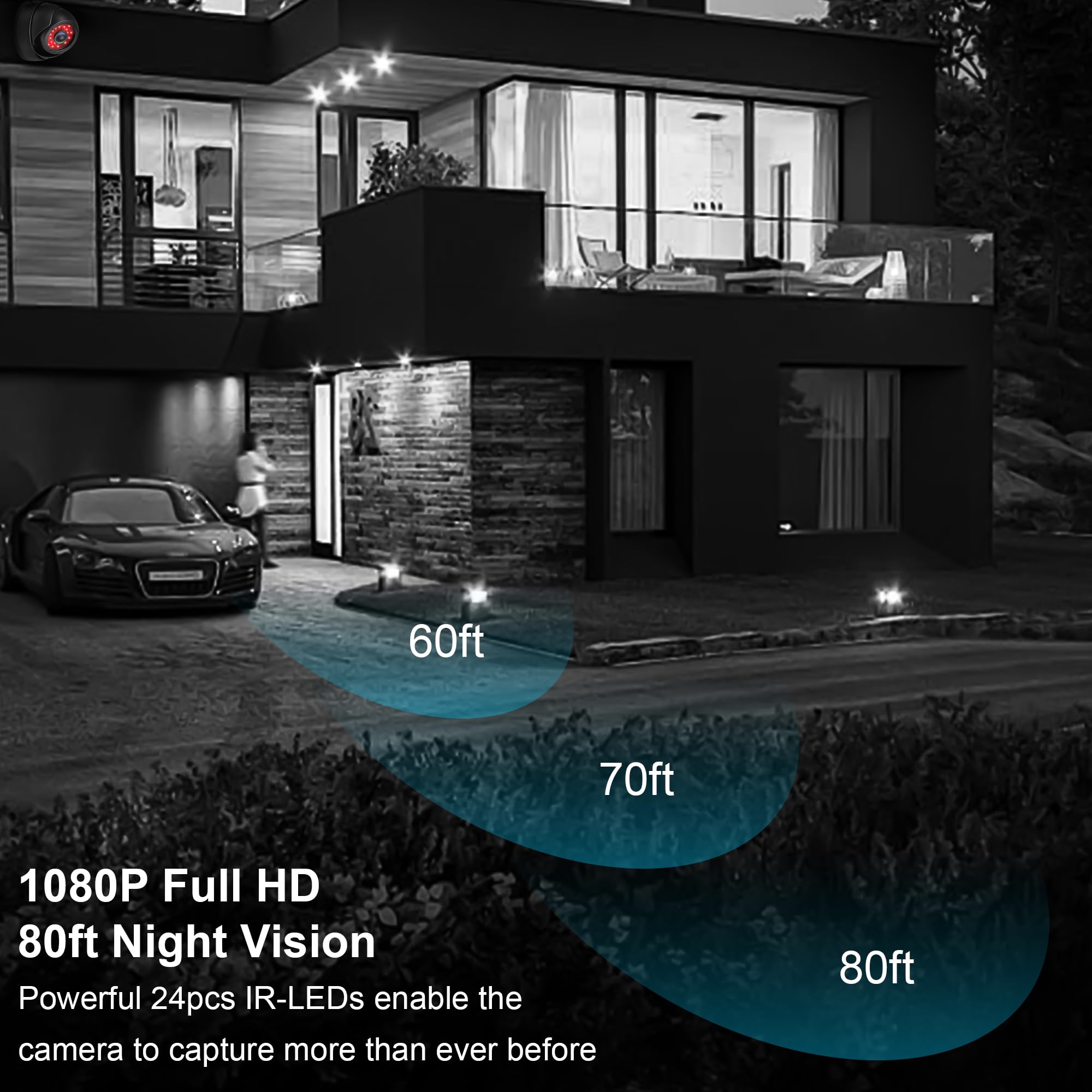 Ifwater Usb Dome Security Camera 2Mp Day Night Weatherproof Surveillance Cctv Camera 1080P Dome Outdoor Camera Work With Smart H