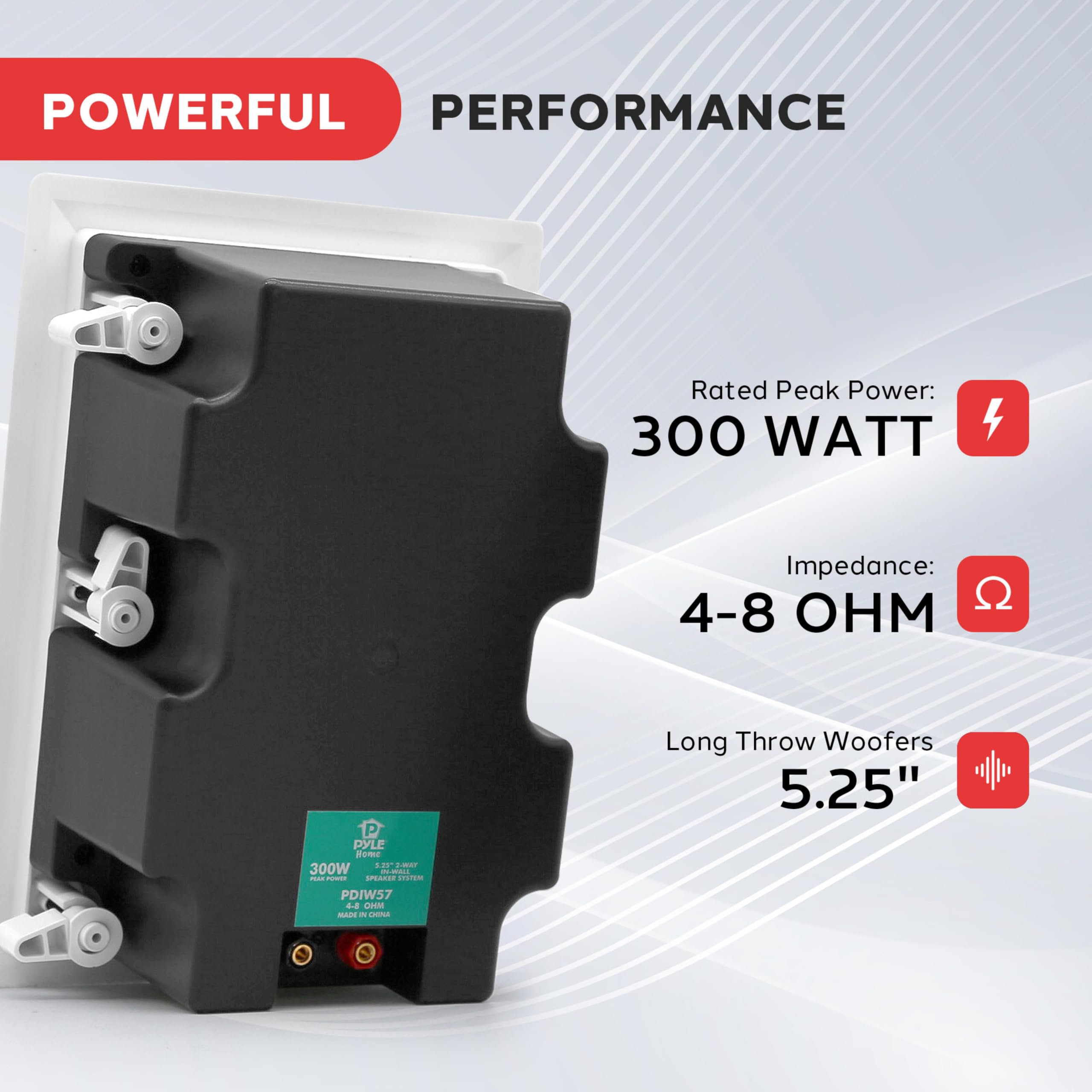 Pyle In-Wall / In-Ceiling Dual 5.25 Enclosed Speaker Systems, 2-Way Flush Mount Stereo Speakers (Pair)