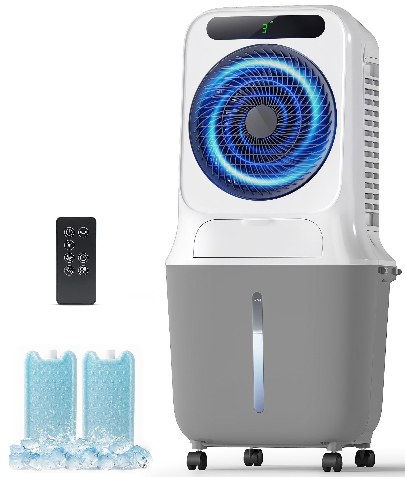 Exnos Portable Evaporative Swamp Cooler - Portable Air Conditioner with 3 Modes & 3 Speeds, 6.6 Gallon Cold Air Cooler, Cooling