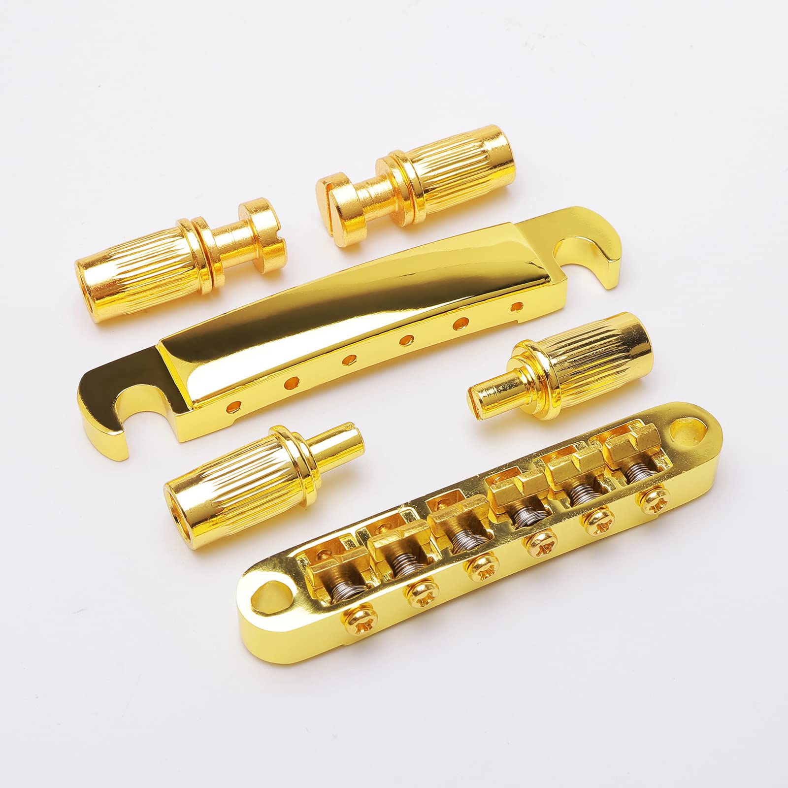 Unxuey Combo Kits Gold 6 String Guitar Saddle Bridge Tune O Matic Tailpiece And 3L3R Sealed Gear Tuning Pegs Keys Machine Head F