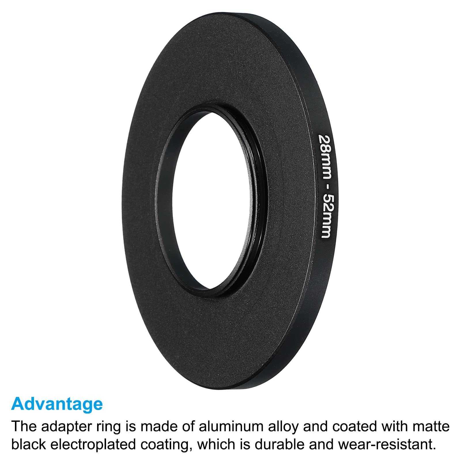 Patikil 28Mm 52Mm Metal Step Up Ring, Camera Lens Filter Adapter Ring Aluminum Filter Adapter Ring For Camera Lenses Hood, Black