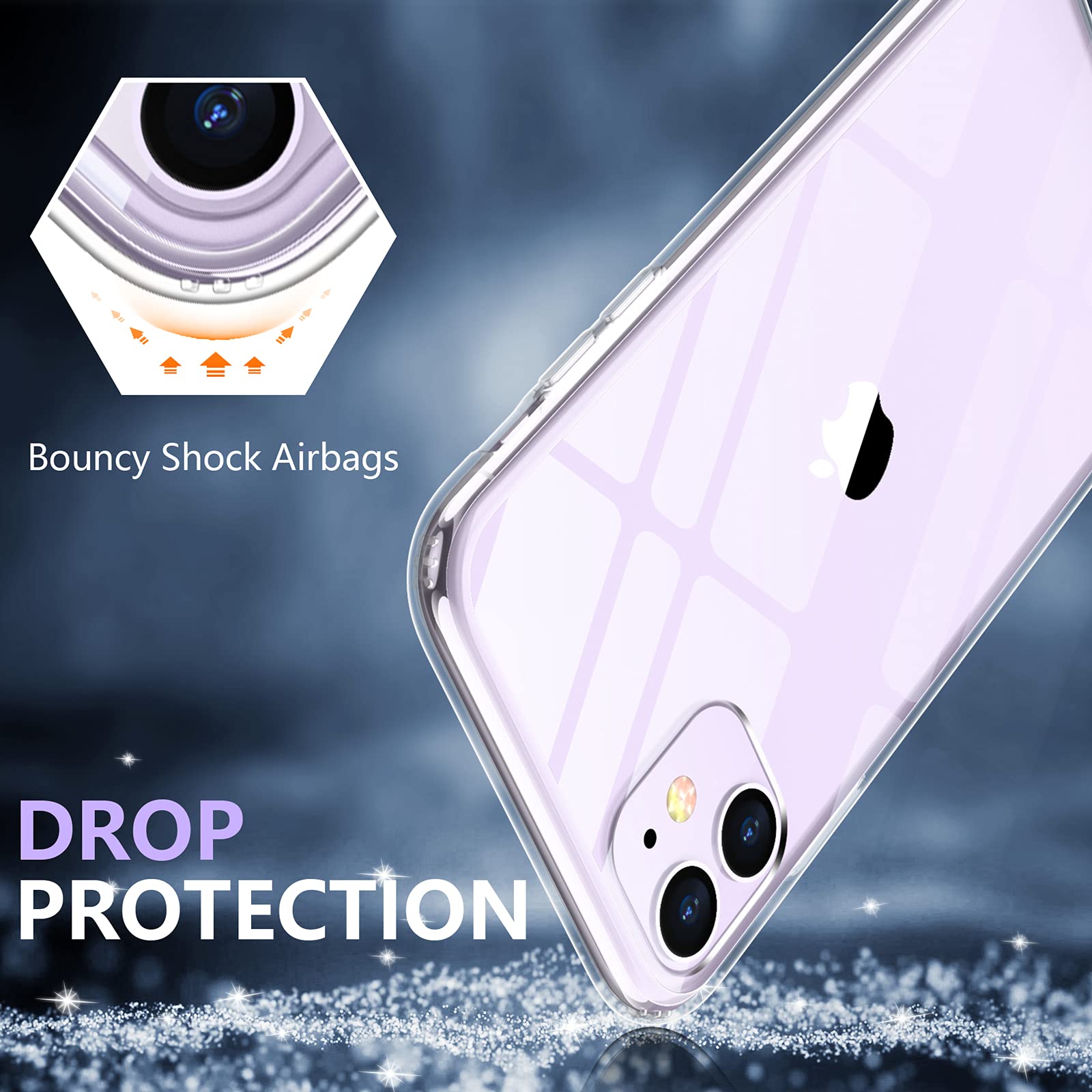 Temdan Designed For Iphone 11 Case, Clear Case Military Grade Protection Magnetic Kickstand Case 6.1 Inch Clear