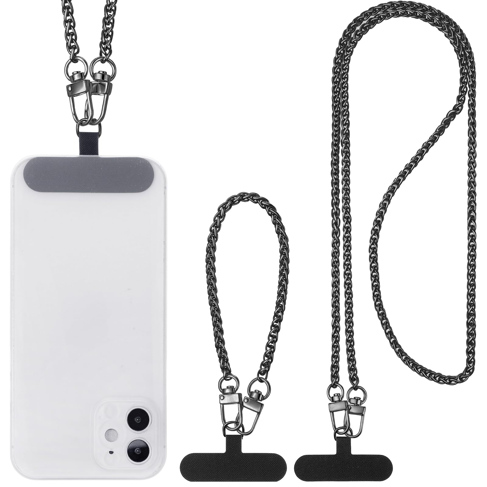 Canlierr 2 Pack Phone Chain Crossbody Phone Strap Lanyard Metal Neck Wrist Bracelet Chain Charm with Tether Tab for Women(Deep B