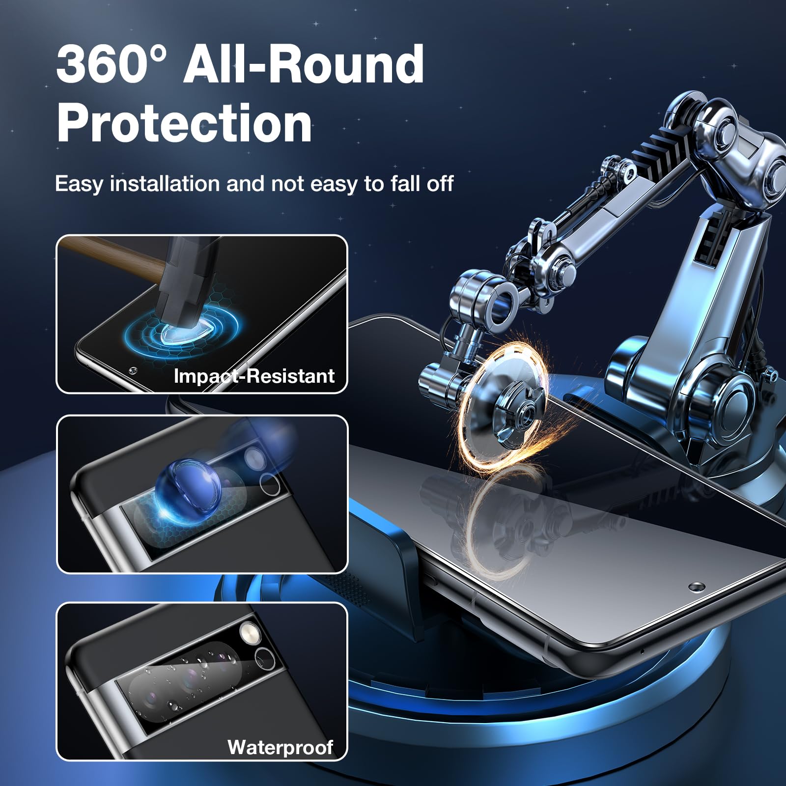 Lk 2 Pack For Google Pixel 8 Pro Screen Protector [New Version] + 2 Pack Camera Lens Protector, Fit Lens Cutouts Ports, Support