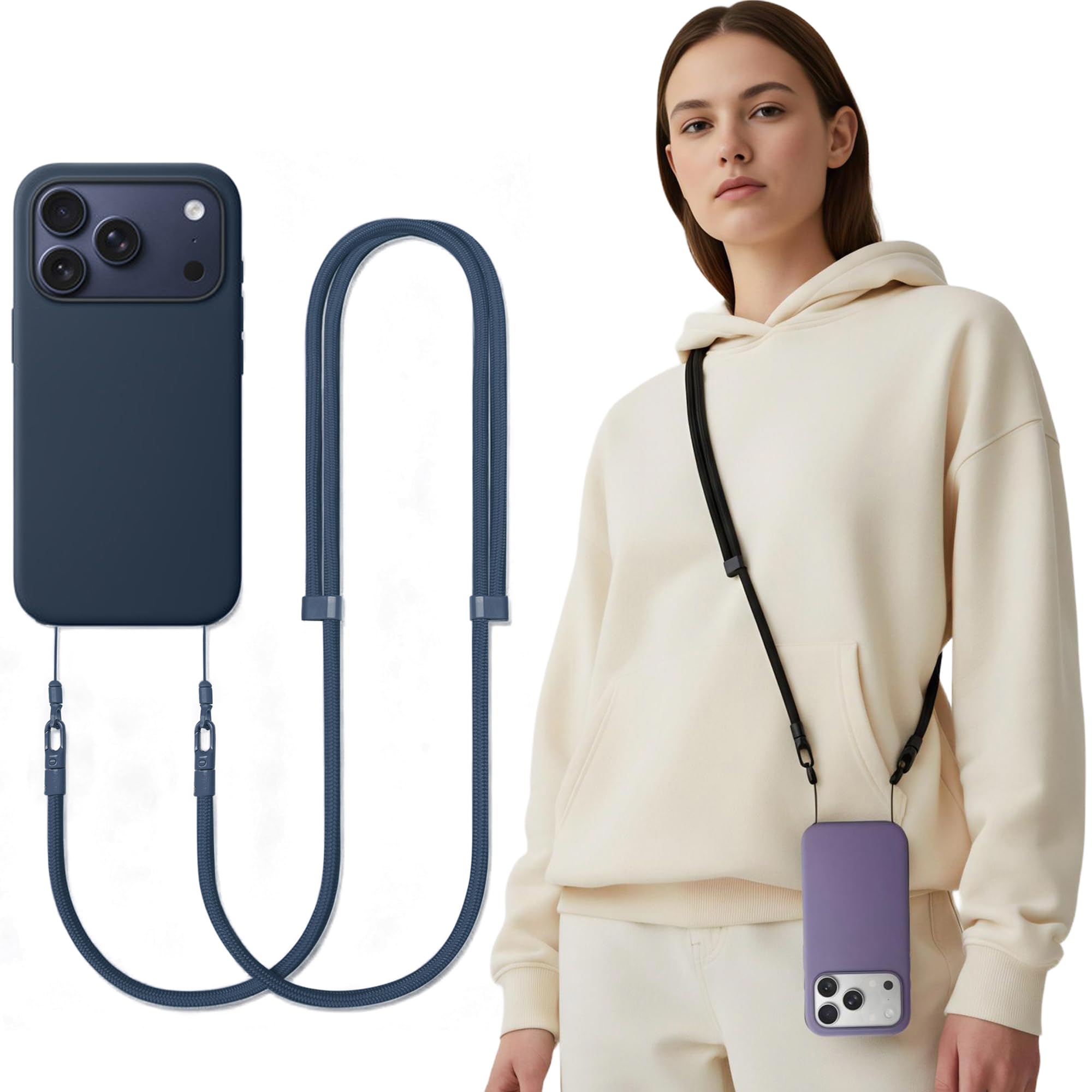 iBestgol Phone Lanyard Crossbody Compatible with iPhone 17/Air/Pro/Max Phone Cases & Most Phone Cases, Adjustable Anti-Theft Nec